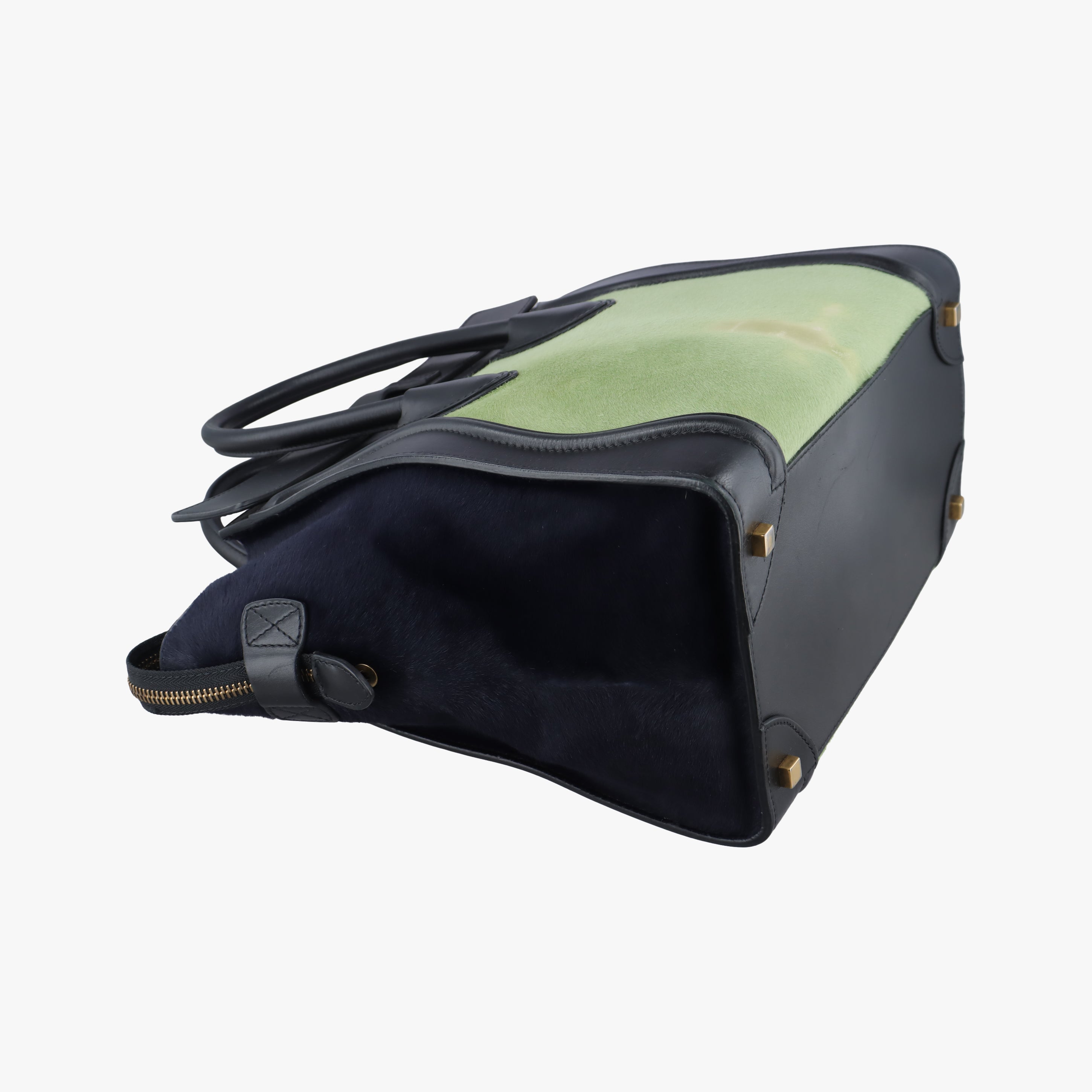 Luggage Mini Shopper Black x Green Leather×ponyhair S-GA-0183ラゲージミニショッパー ブラック×グリーン レザー×ハラコ S-GA-0183