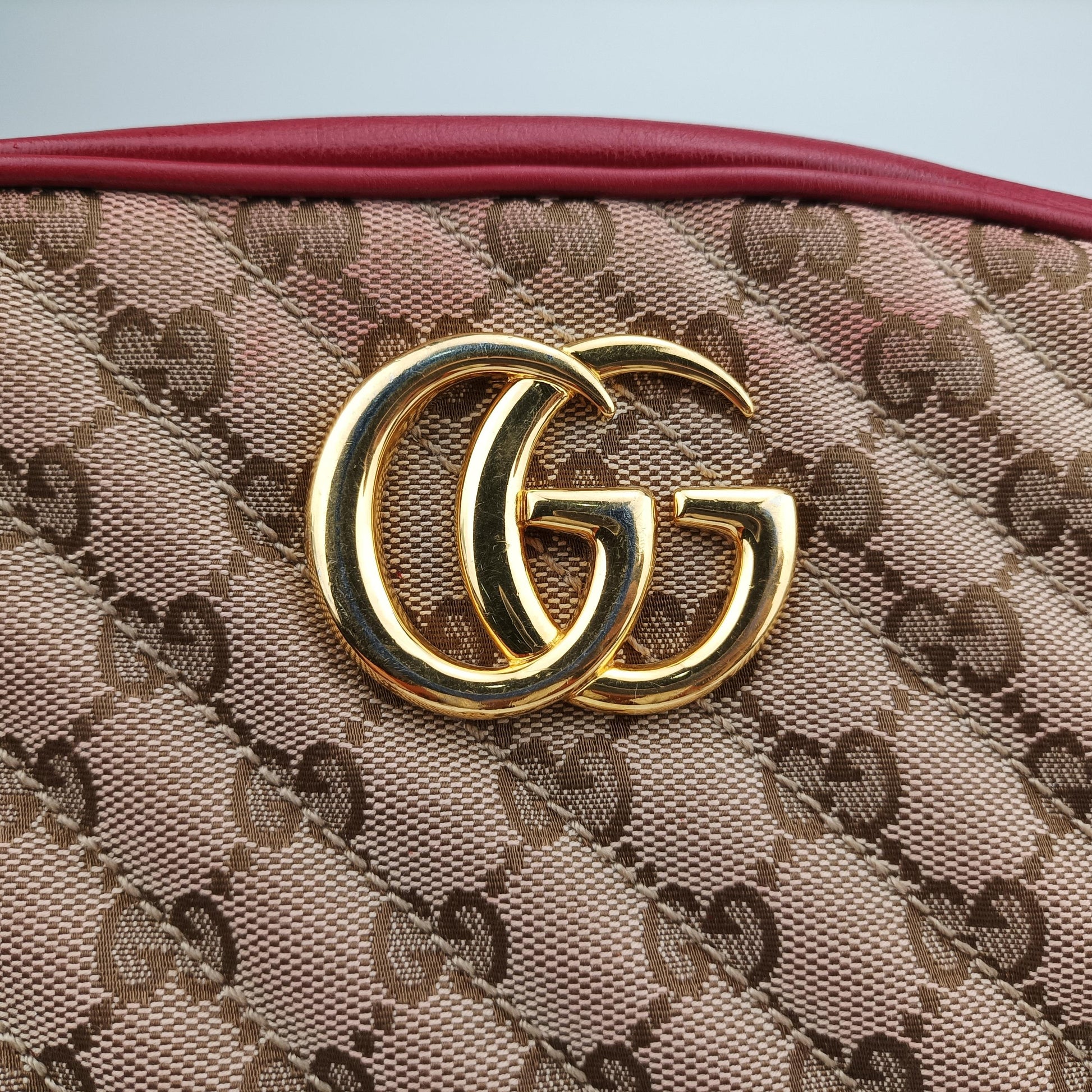 GG Marmont Beige x Red Fabric x leather 447632 G031735755GGマーモント ベージュ×レッド ファブリック×レザー 447632 G031735755