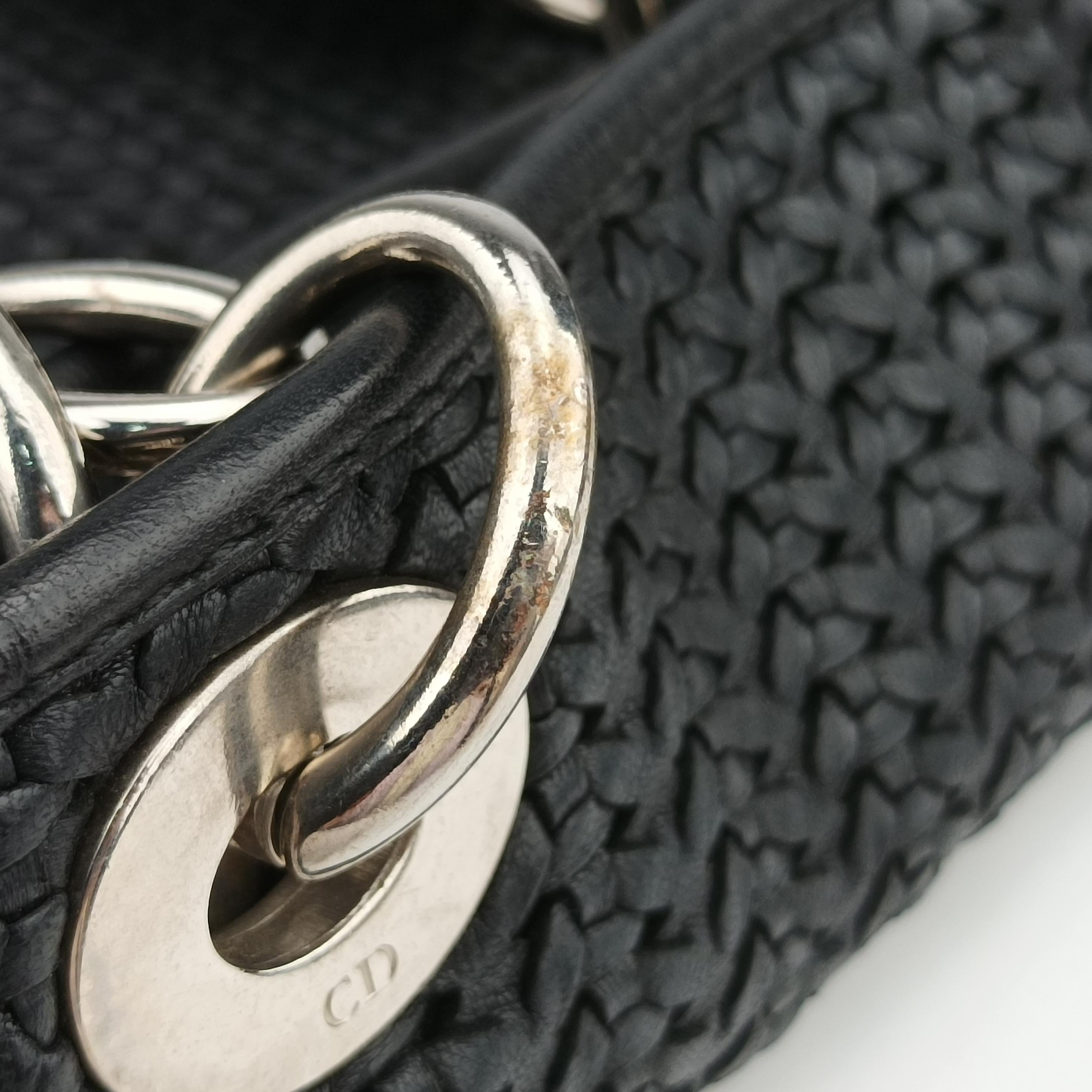 Soft Lady Dior Canage INTRECCIATO Tote Black lambskin 01-RU-0058ソフト レディディオール カナージュ イントレチャート トート ブラック ラムスキン 01-RU-0058