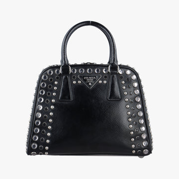 Studs Pyramid Frame Satchel Black Patent 180 8スタッズピラミッドフレームサッチェル ブラック パテント 180 8