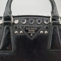 Studs Pyramid Frame Satchel Black Patent 180 8スタッズピラミッドフレームサッチェル ブラック パテント 180 8