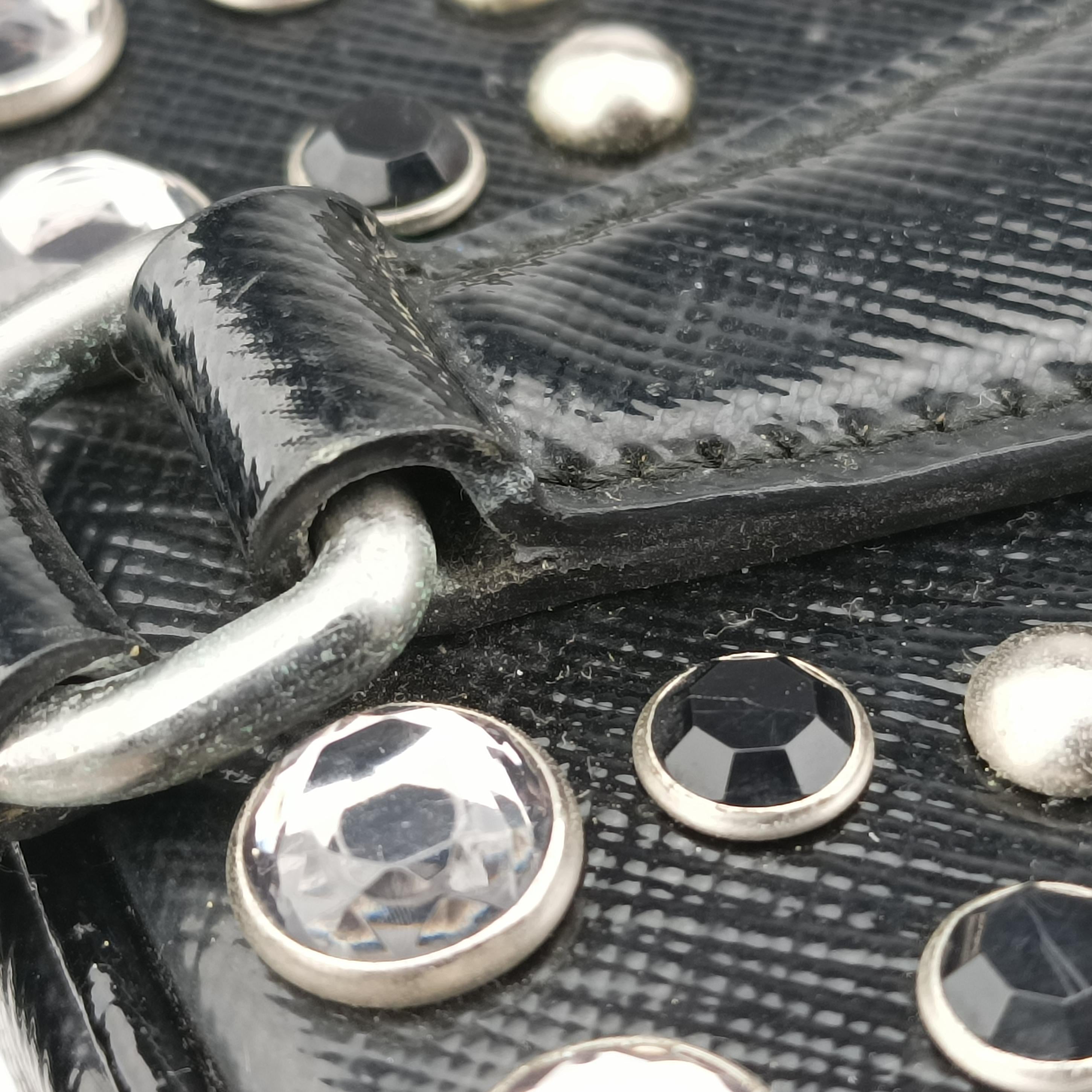 Studs Pyramid Frame Satchel Black Patent 180 8スタッズピラミッドフレームサッチェル ブラック パテント 180 8