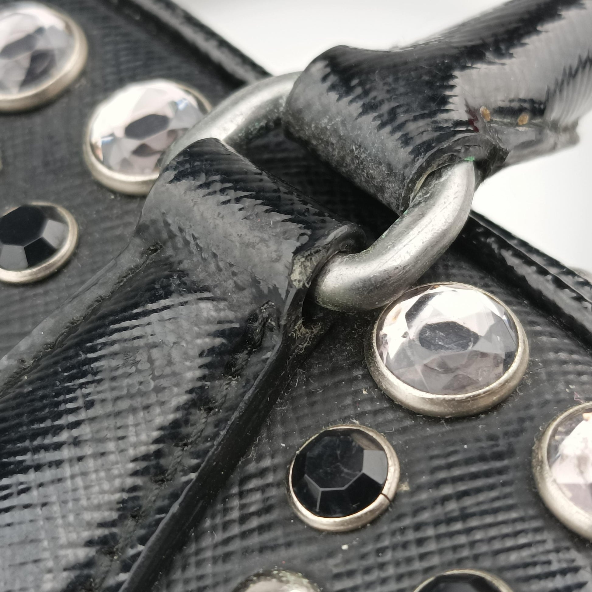 Studs Pyramid Frame Satchel Black Patent 180 8スタッズピラミッドフレームサッチェル ブラック パテント 180 8