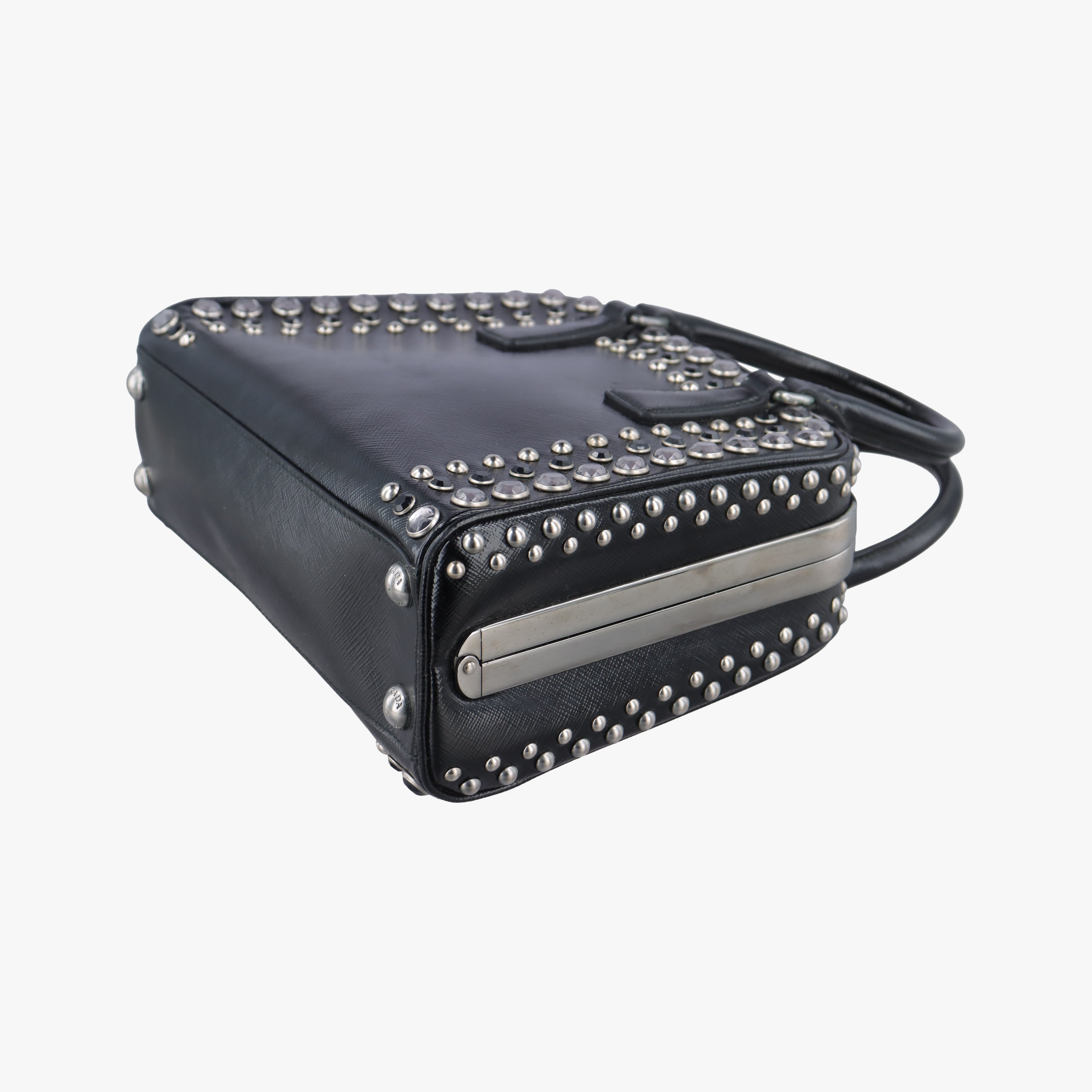 Studs Pyramid Frame Satchel Black Patent 180 8スタッズピラミッドフレームサッチェル ブラック パテント 180 8