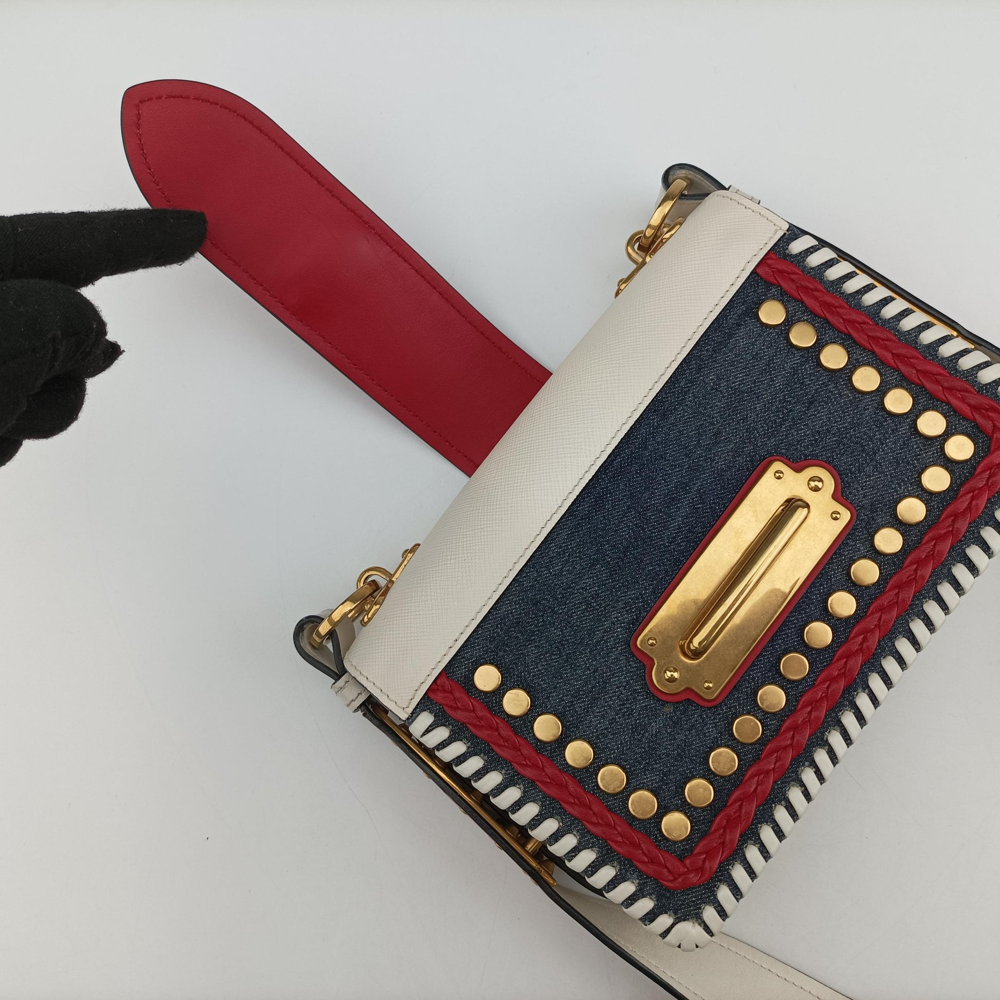 Cahier tassen Leder Multicolour Leather×Denim 1BD045 25 2カイエ タッセン レダー マルチカラー レザー×デニム 1BD045 25 2