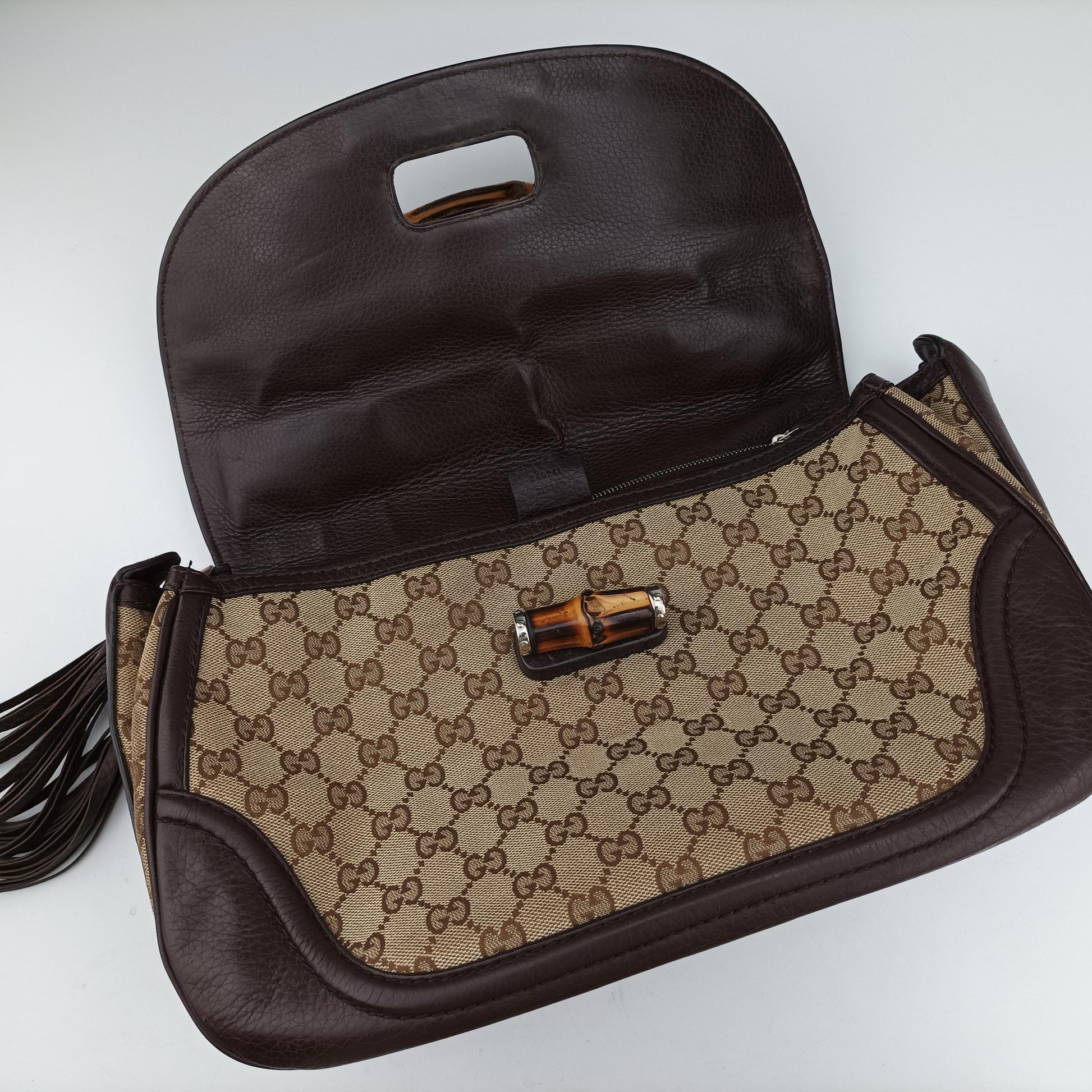 New Bamboo Beige x Brown canvas x leather 240241 E7261958バンブー ベージュ×ブラウン キャンバス×レザー 240241 E7261958