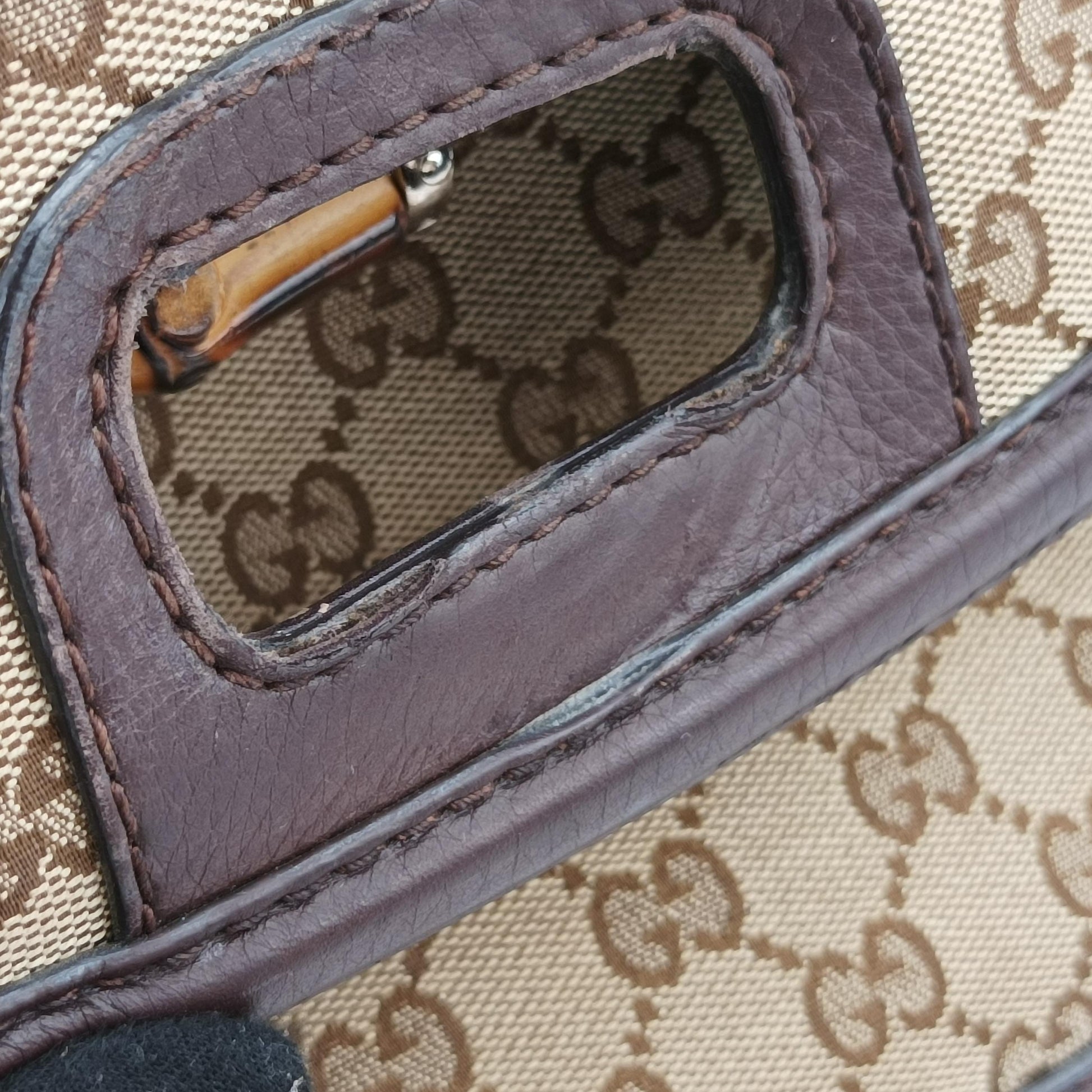 New Bamboo Beige x Brown canvas x leather 240241 E7261958バンブー ベージュ×ブラウン キャンバス×レザー 240241 E7261958