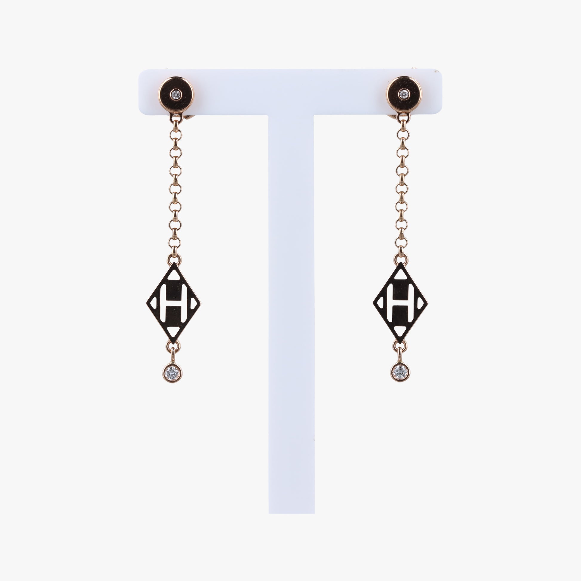 Ex-Libris H Rose gold AU750 19K044538エクス リブリスH ガンバード スウィング ドロップ ローズゴールド AU750 19K044538