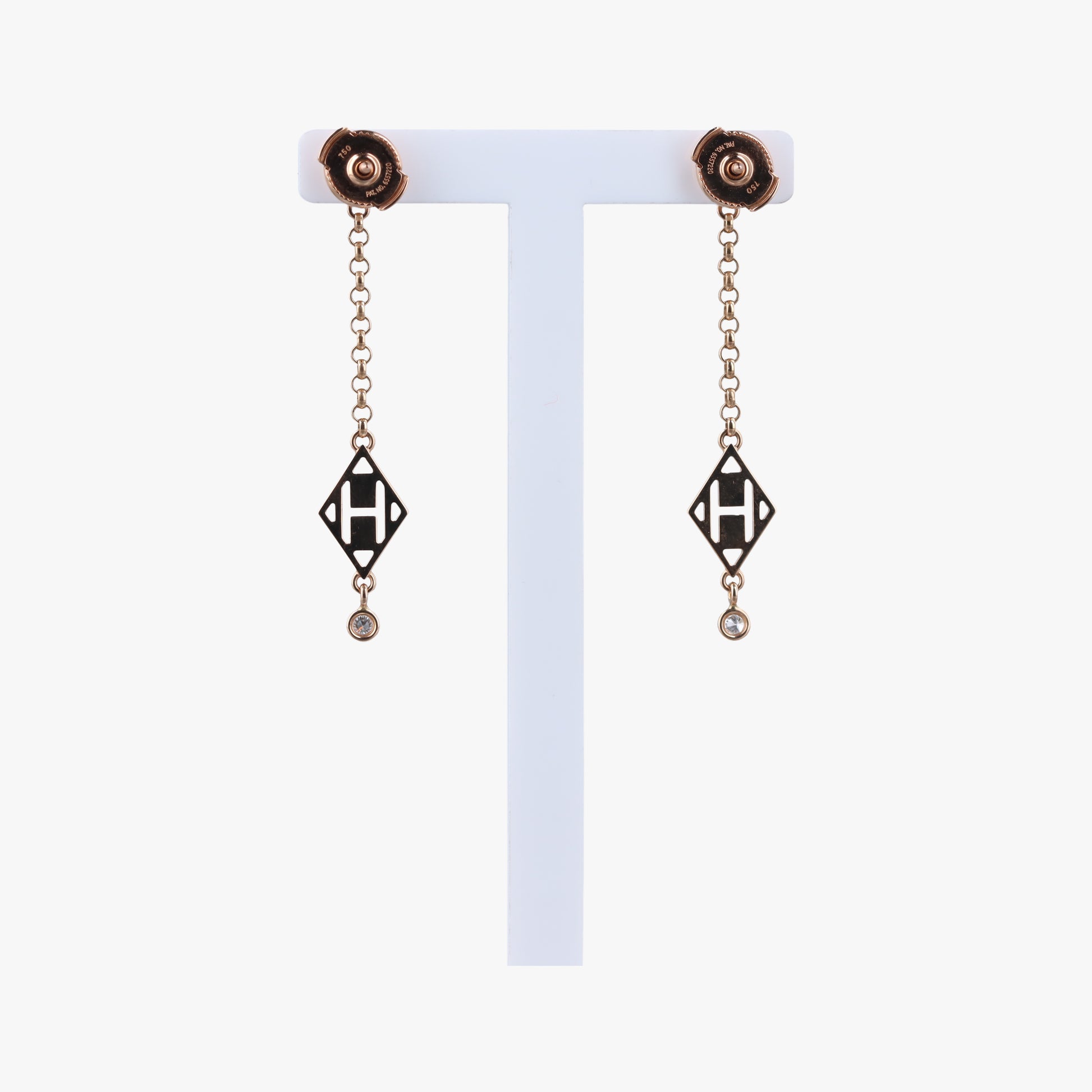 Ex-Libris H Rose gold AU750 19K044538エクス リブリスH ガンバード スウィング ドロップ ローズゴールド AU750 19K044538