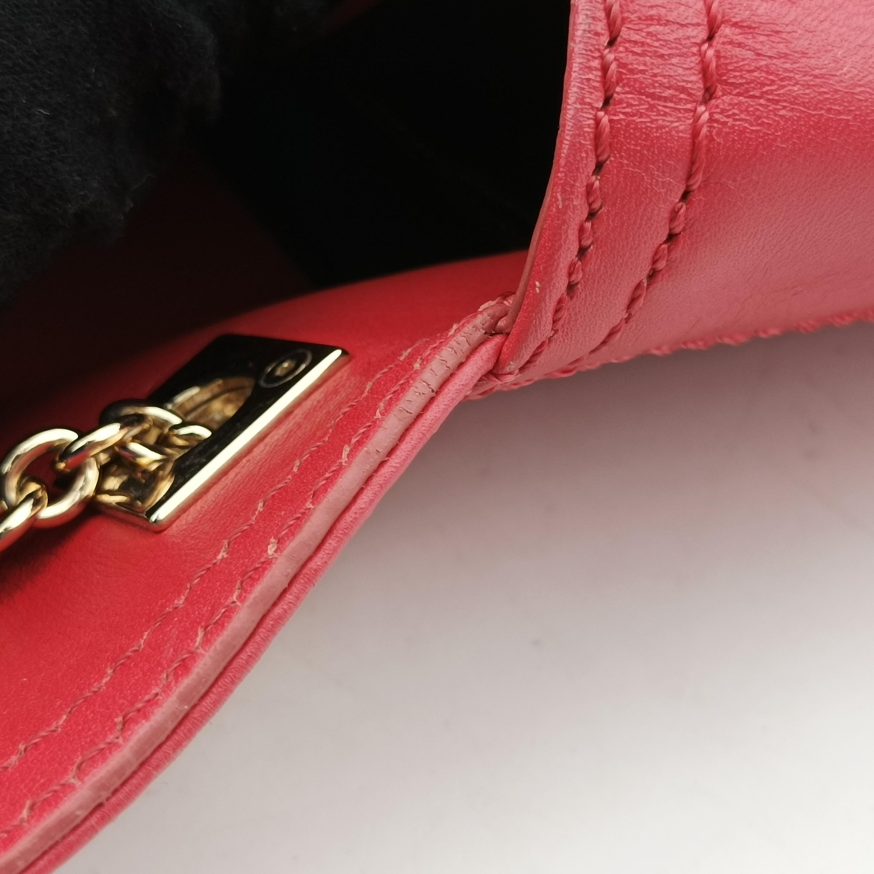 Baguette Chain Flap Red Leather 8BT139 8BT139-A09 128-2566マンマバケット レッド レザー 8BT139 8BT139-A09 128-2566