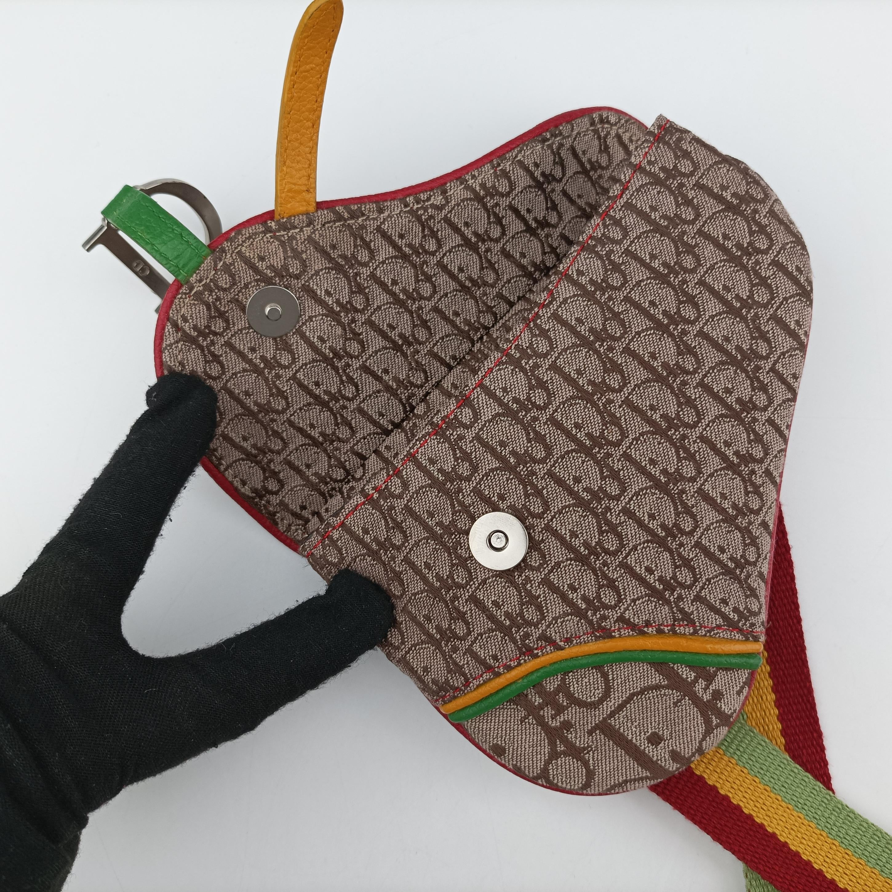 saddle beigex Red x Multicolor Jacquard x Leather 96BM-10サドルバッグ ベージュ×レッド×マルチカラー ジャガード×レザー 96BM-10