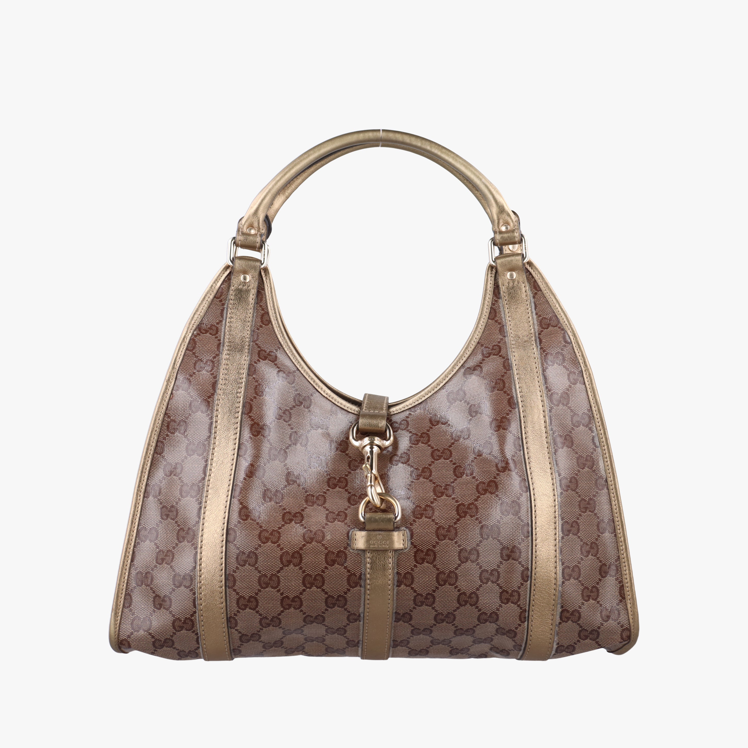 New Jackie Brown×golden PVC coated canvas×Leather 203494 G3057378ニュージャッキー ブラウン×ゴールド PVCコーティングキャンバス×レザー 203494 G3057378