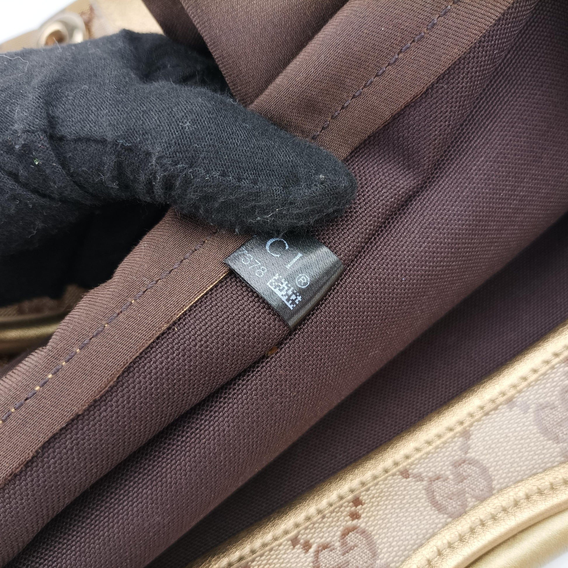 New Jackie Brown×golden PVC coated canvas×Leather 203494 G3057378ニュージャッキー ブラウン×ゴールド PVCコーティングキャンバス×レザー 203494 G3057378