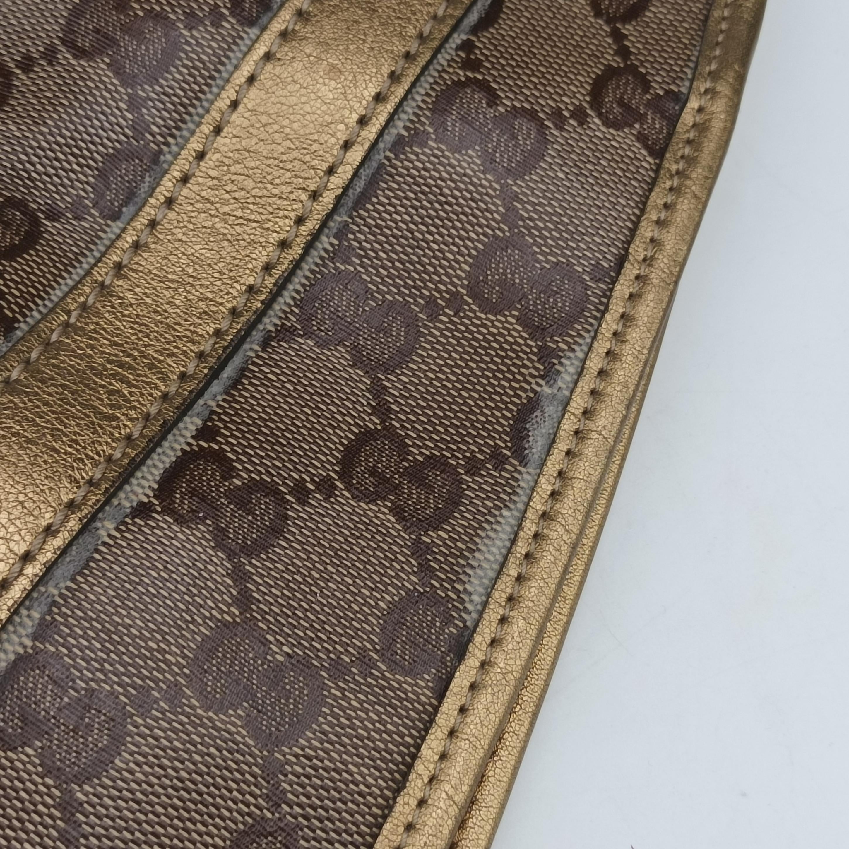 New Jackie Brown×golden PVC coated canvas×Leather 203494 G3057378ニュージャッキー ブラウン×ゴールド PVCコーティングキャンバス×レザー 203494 G3057378