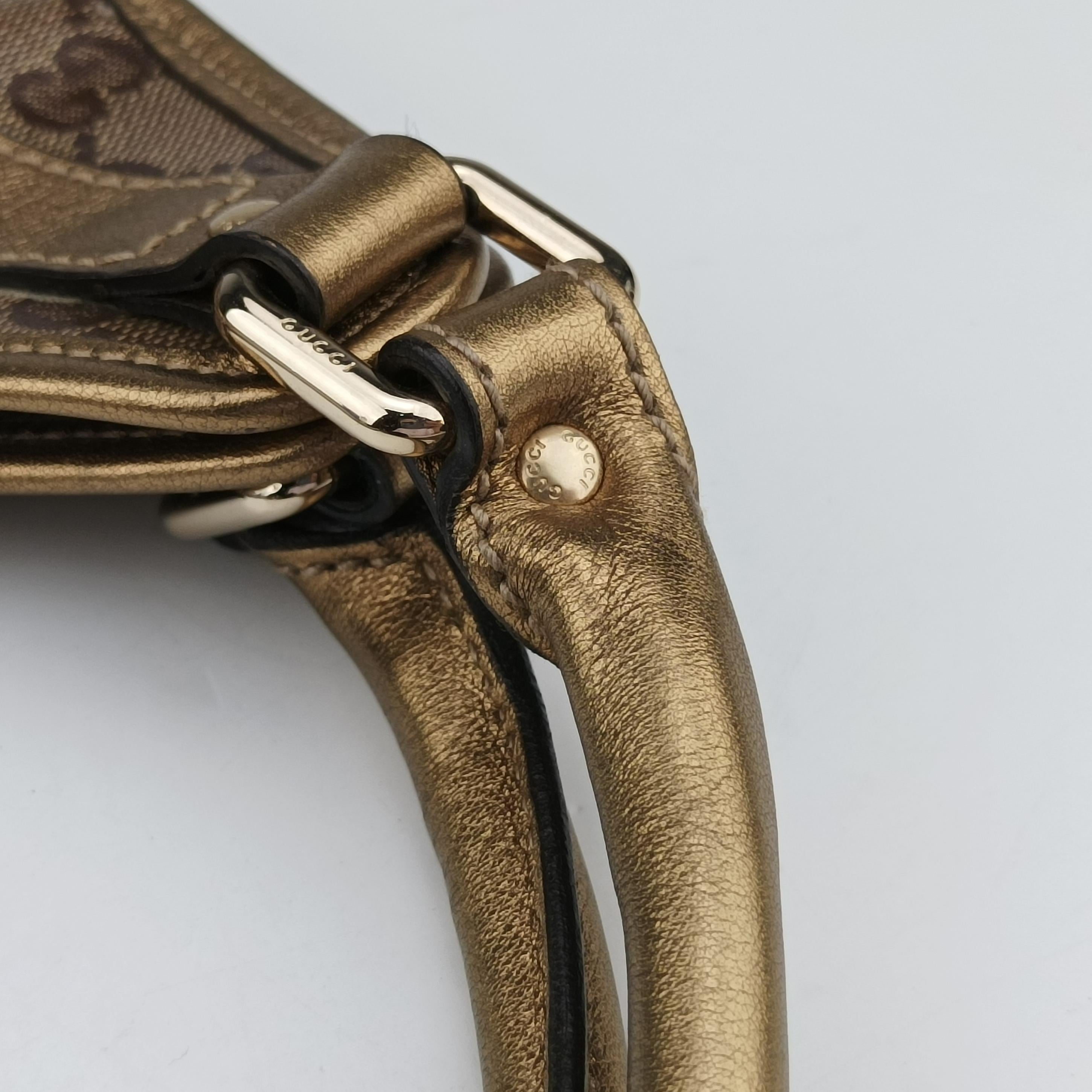 New Jackie Brown×golden PVC coated canvas×Leather 203494 G3057378ニュージャッキー ブラウン×ゴールド PVCコーティングキャンバス×レザー 203494 G3057378