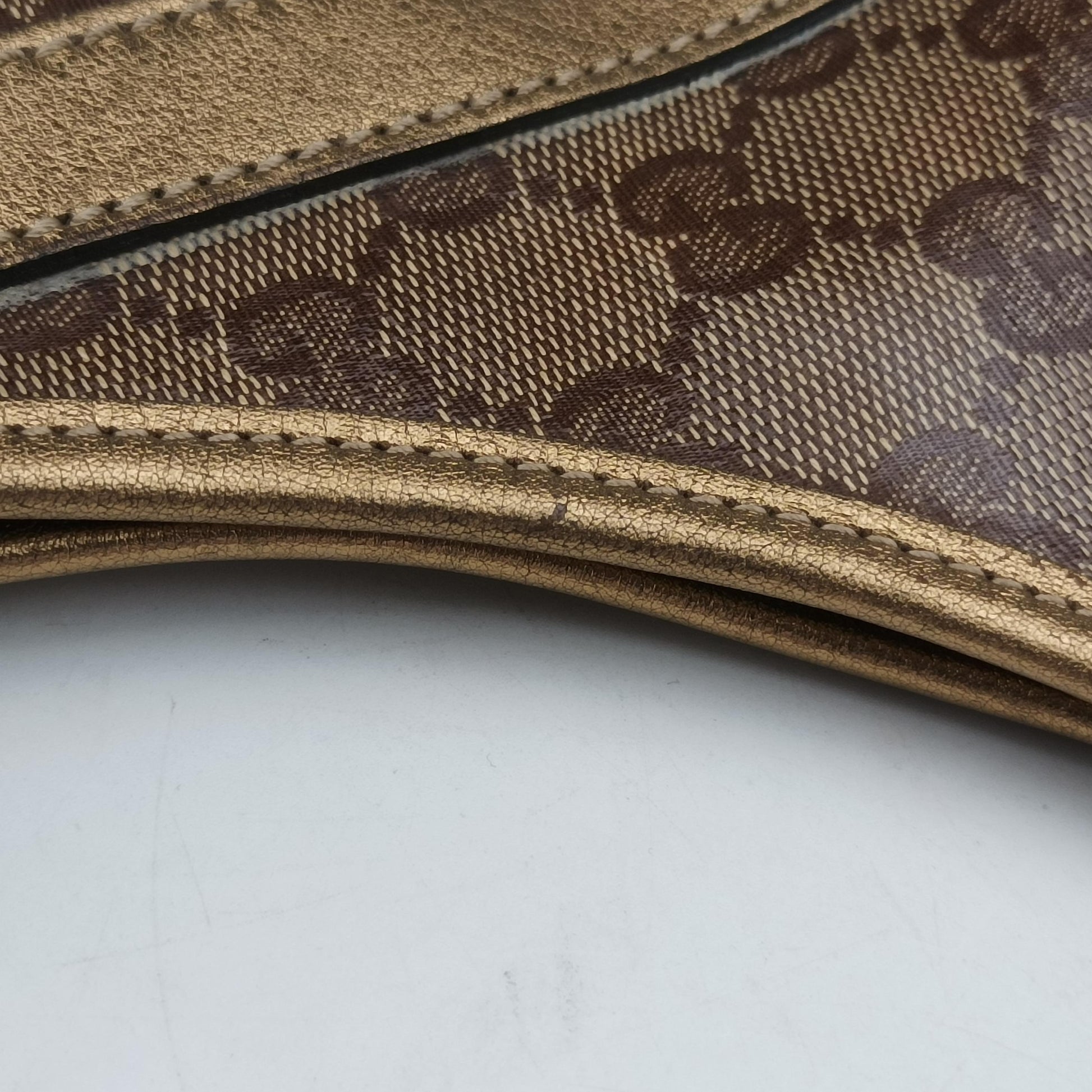 New Jackie Brown×golden PVC coated canvas×Leather 203494 G3057378ニュージャッキー ブラウン×ゴールド PVCコーティングキャンバス×レザー 203494 G3057378