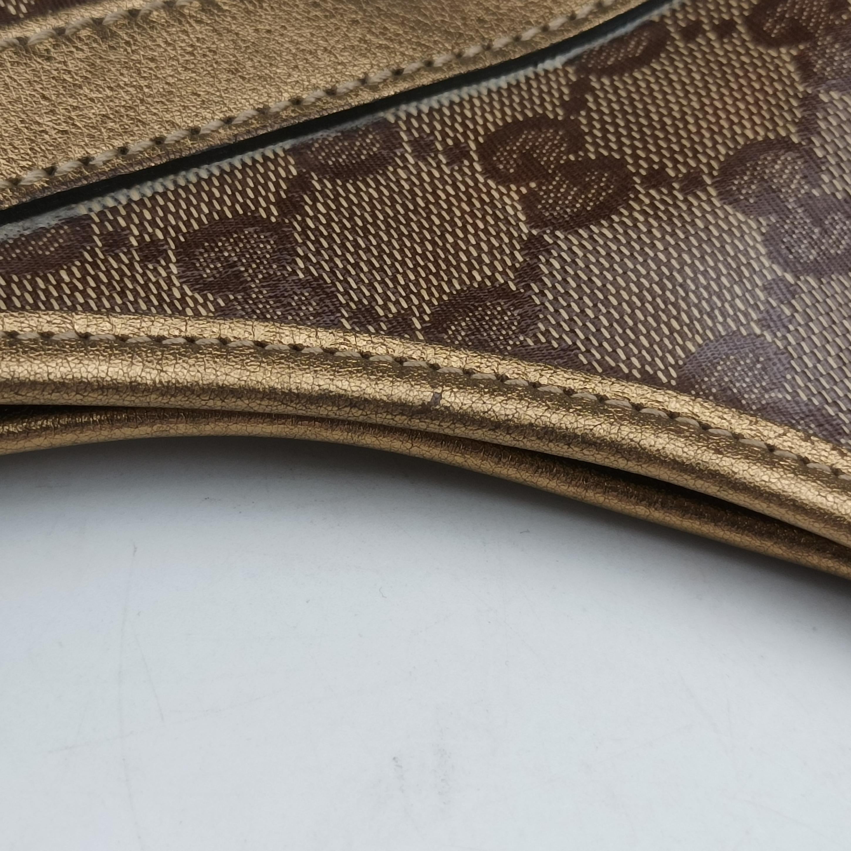 New Jackie Brown×golden PVC coated canvas×Leather 203494 G3057378ニュージャッキー ブラウン×ゴールド PVCコーティングキャンバス×レザー 203494 G3057378