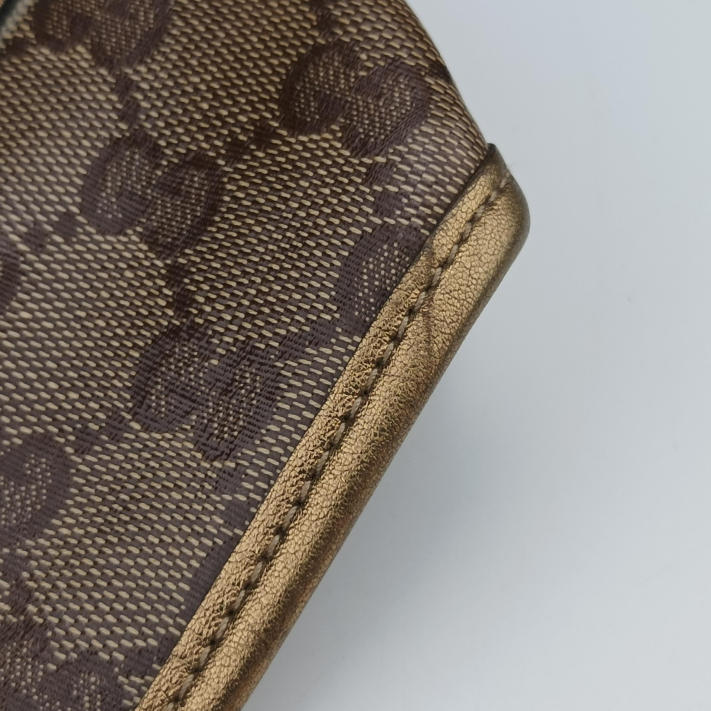 New Jackie Brown×golden PVC coated canvas×Leather 203494 G3057378ニュージャッキー ブラウン×ゴールド PVCコーティングキャンバス×レザー 203494 G3057378