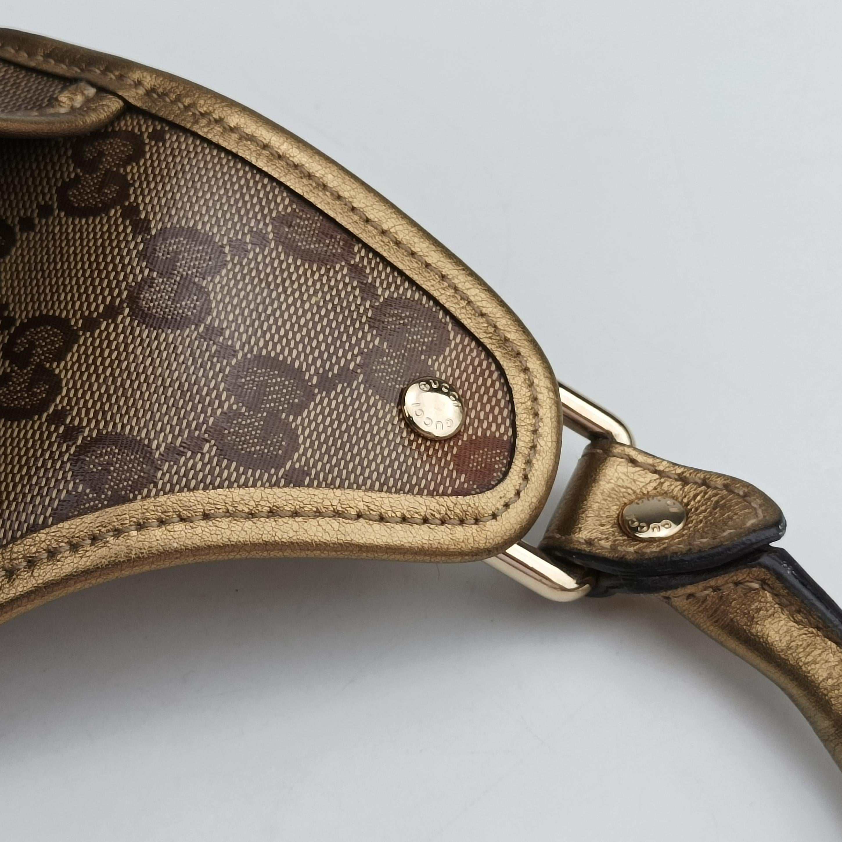 New Jackie Brown×golden PVC coated canvas×Leather 203494 G3057378ニュージャッキー ブラウン×ゴールド PVCコーティングキャンバス×レザー 203494 G3057378