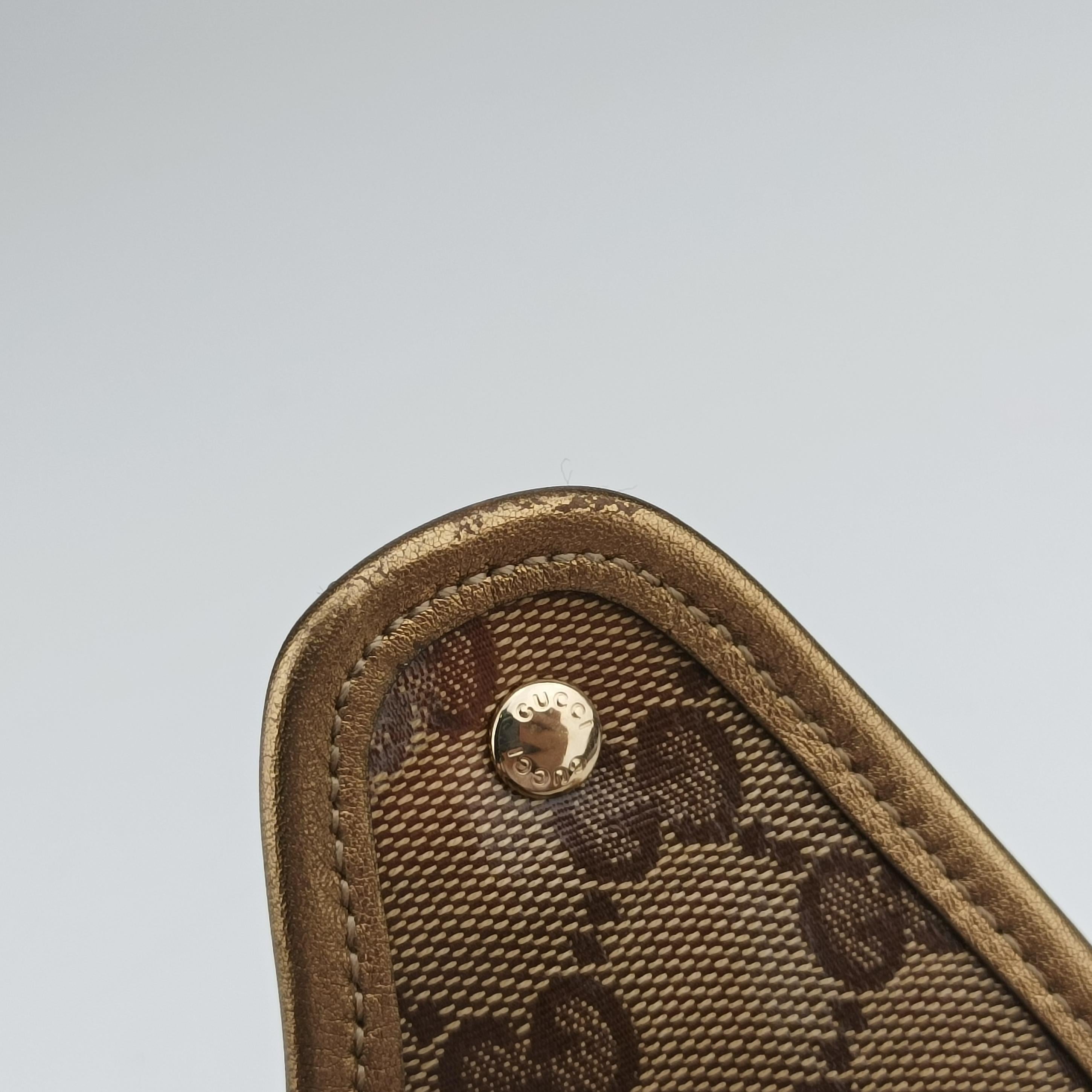 New Jackie Brown×golden PVC coated canvas×Leather 203494 G3057378ニュージャッキー ブラウン×ゴールド PVCコーティングキャンバス×レザー 203494 G3057378