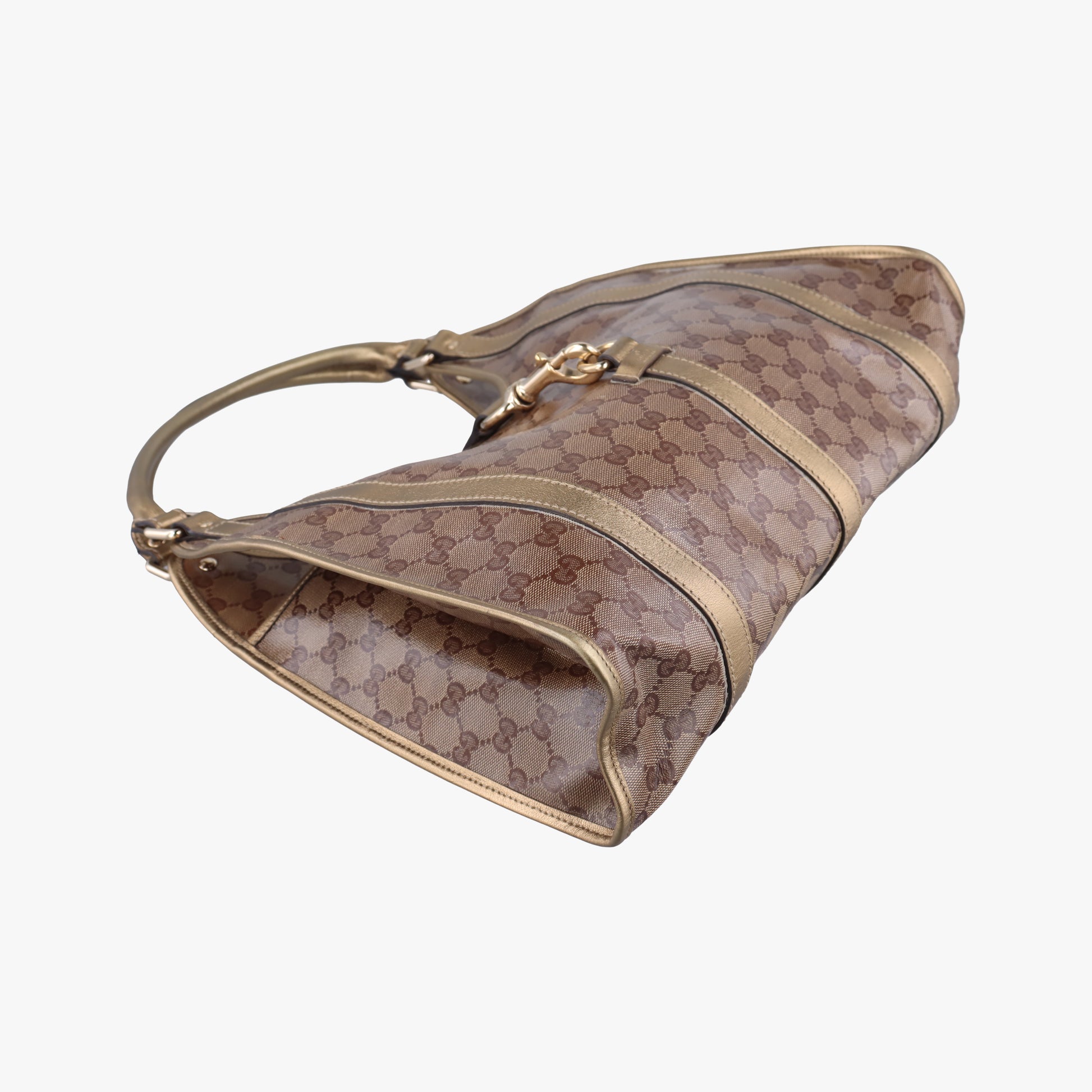 New Jackie Brown×golden PVC coated canvas×Leather 203494 G3057378ニュージャッキー ブラウン×ゴールド PVCコーティングキャンバス×レザー 203494 G3057378