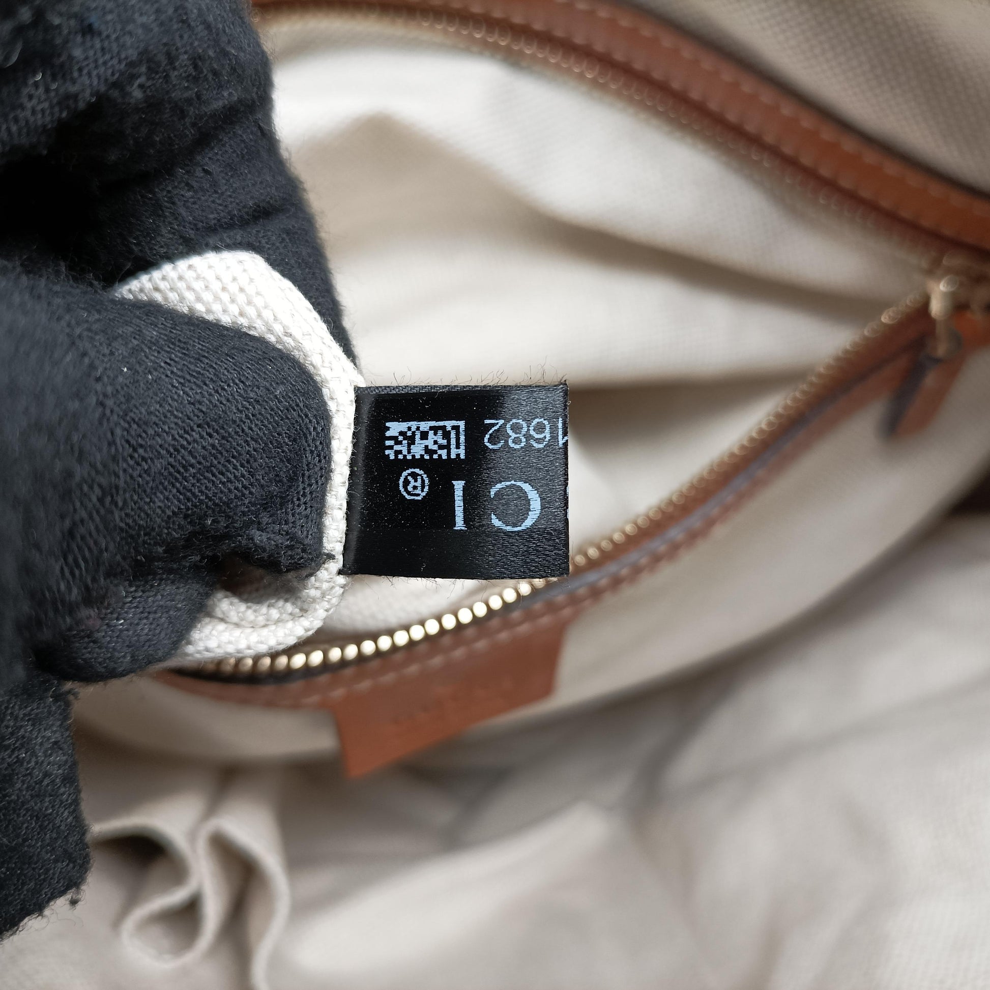 Heritage Horsebit Hobo Brown canvas x leather 247604 E8001682ヘリテージ ホースビット ホーボー ブラウン キャンバス×レザー 247604 E8001682