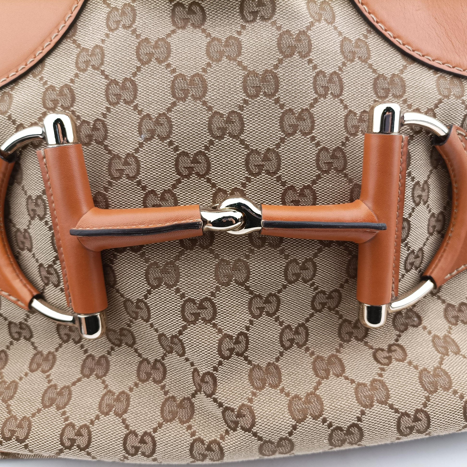 Heritage Horsebit Hobo Brown canvas x leather 247604 E8001682ヘリテージ ホースビット ホーボー ブラウン キャンバス×レザー 247604 E8001682