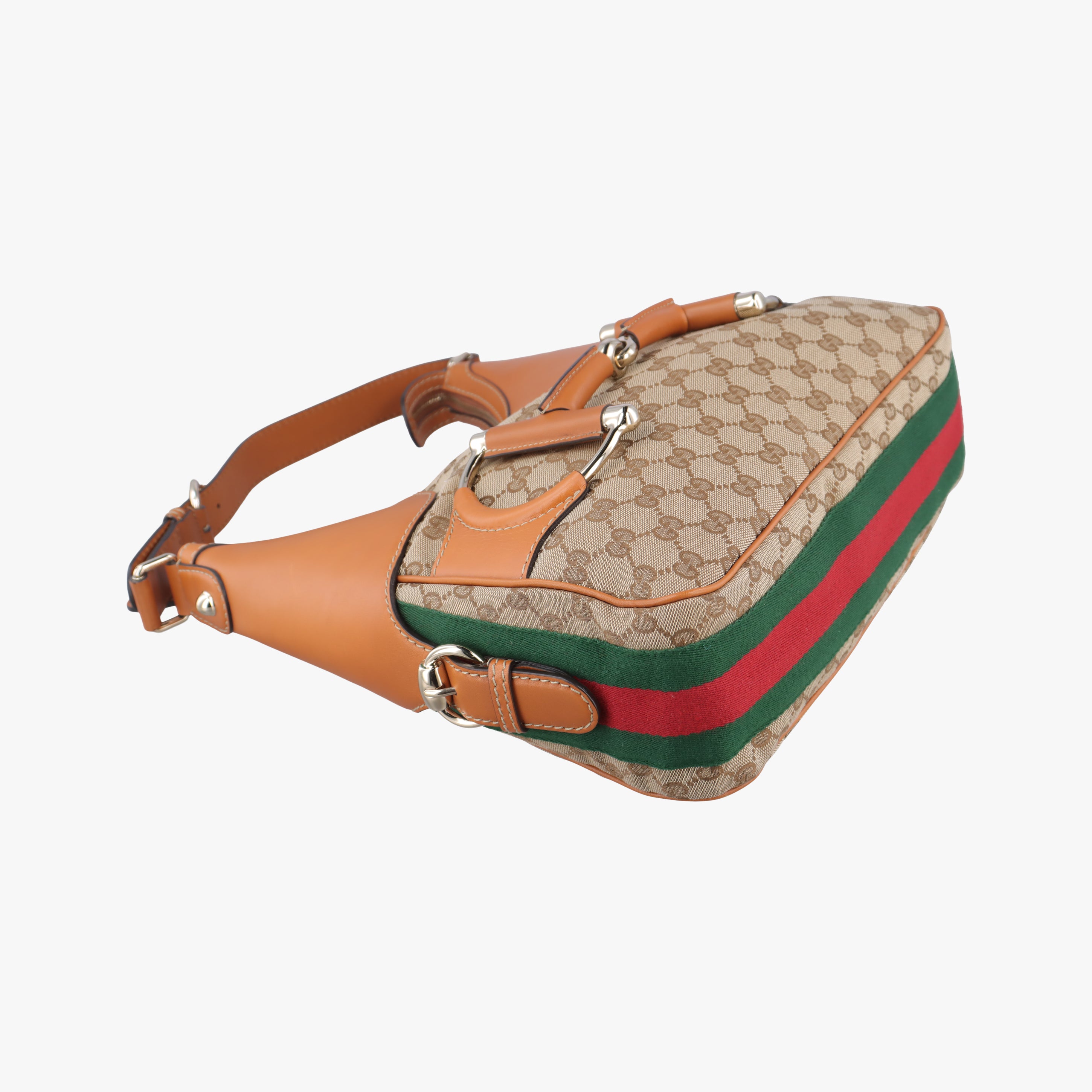 Heritage Horsebit Hobo Brown canvas x leather 247604 E8001682ヘリテージ ホースビット ホーボー ブラウン キャンバス×レザー 247604 E8001682