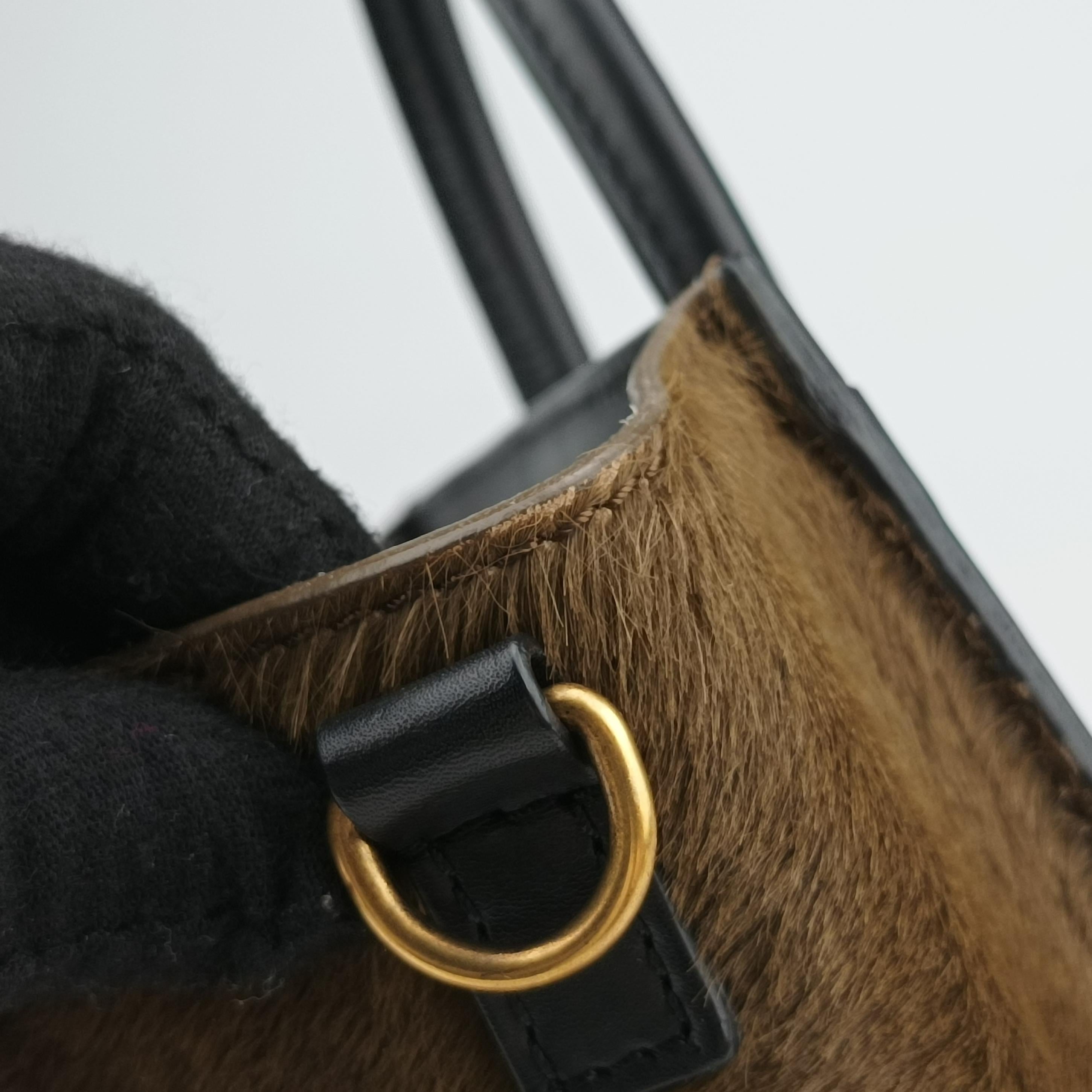 luggage nano shopper Blue x Black x Brown Leather×ponyhair F-GA-0142ラゲージナノショッパー ブルー×ブラック×ブラウン レザー×ハラコ F-GA-0142