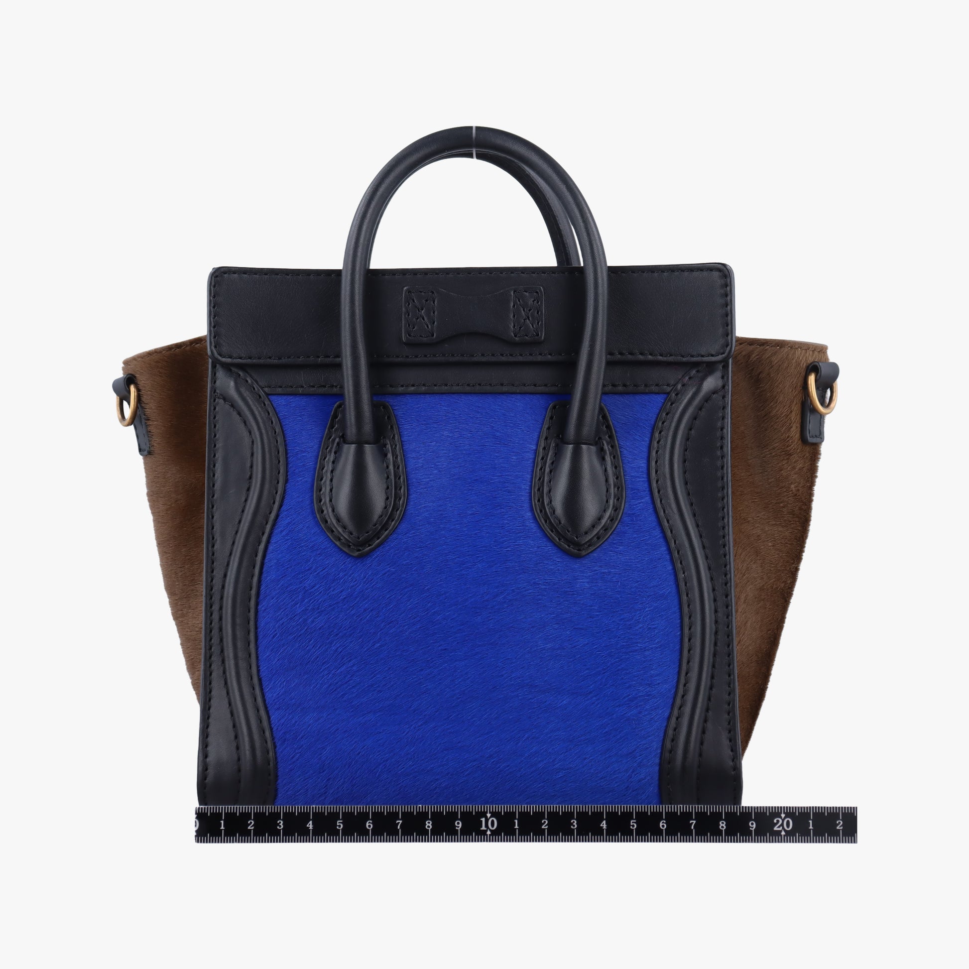 luggage nano shopper Blue x Black x Brown Leather×ponyhair F-GA-0142ラゲージナノショッパー ブルー×ブラック×ブラウン レザー×ハラコ F-GA-0142