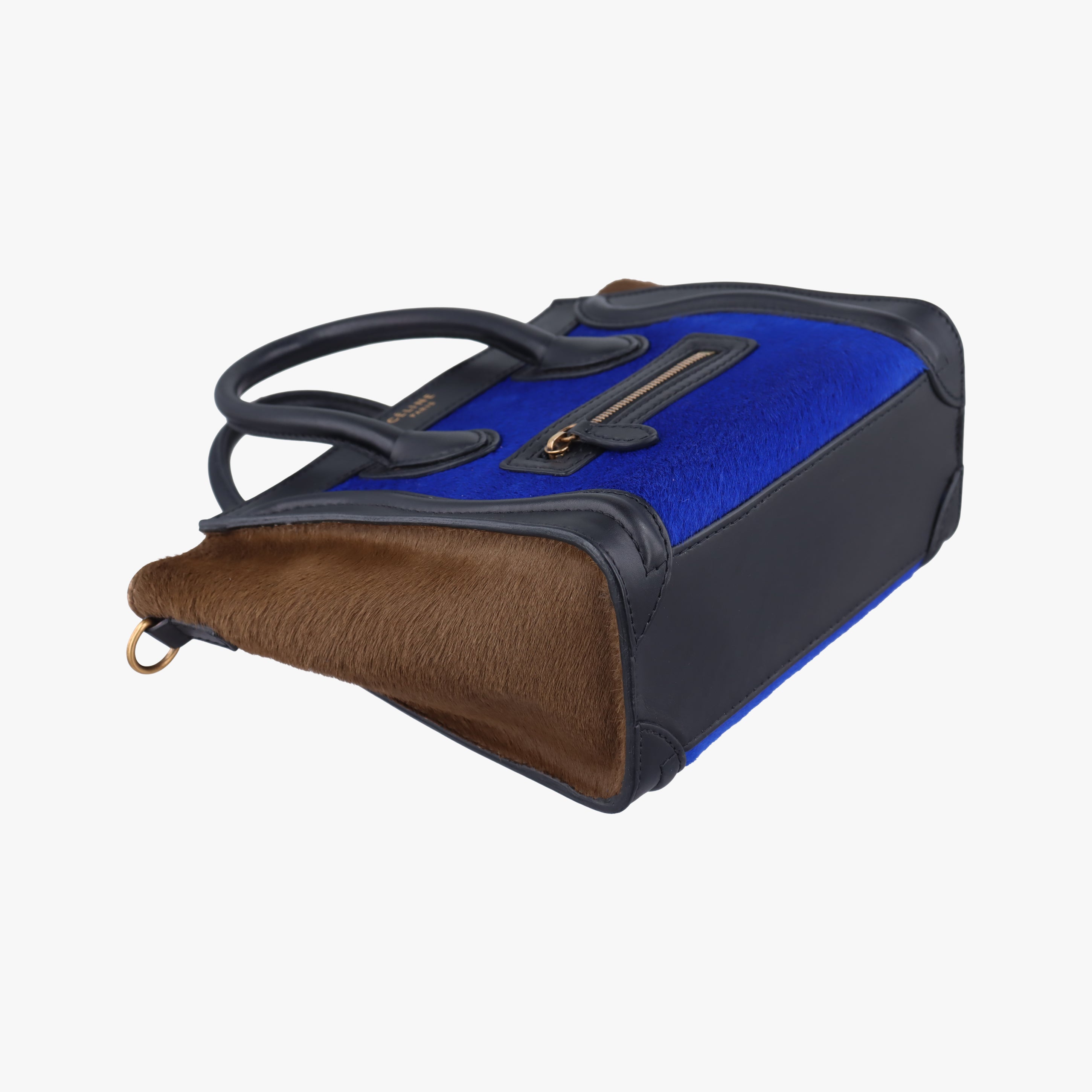 luggage nano shopper Blue x Black x Brown Leather×ponyhair F-GA-0142ラゲージナノショッパー ブルー×ブラック×ブラウン レザー×ハラコ F-GA-0142