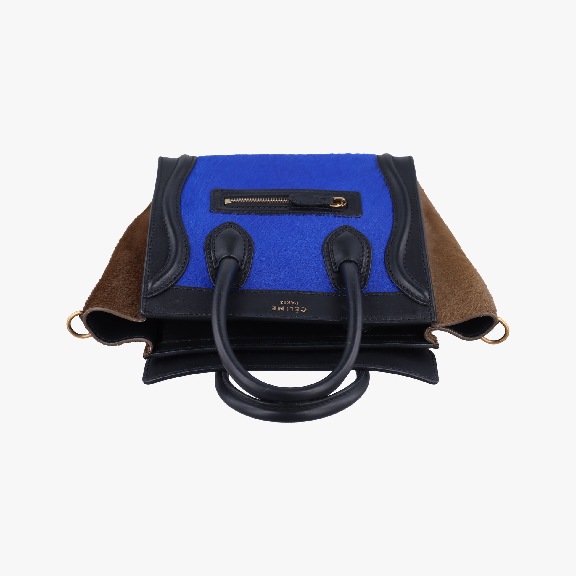 luggage nano shopper Blue x Black x Brown Leather×ponyhair F-GA-0142ラゲージナノショッパー ブルー×ブラック×ブラウン レザー×ハラコ F-GA-0142