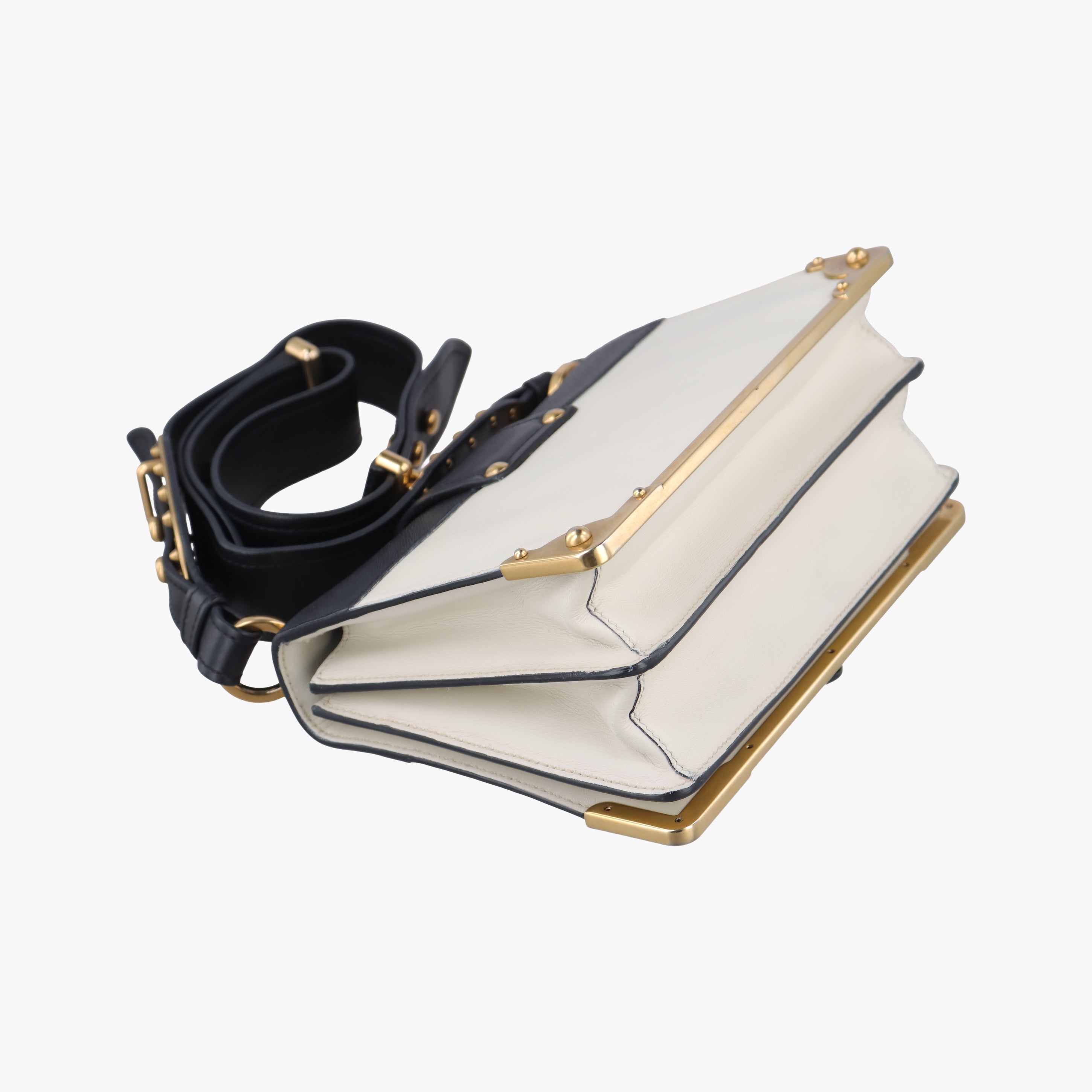 Cahier Black×white Leather×SAFFIANO Leather 1BD045 25カイエ ブラック×ホワイト レザー×サフィアーノレザー 1BD045 25