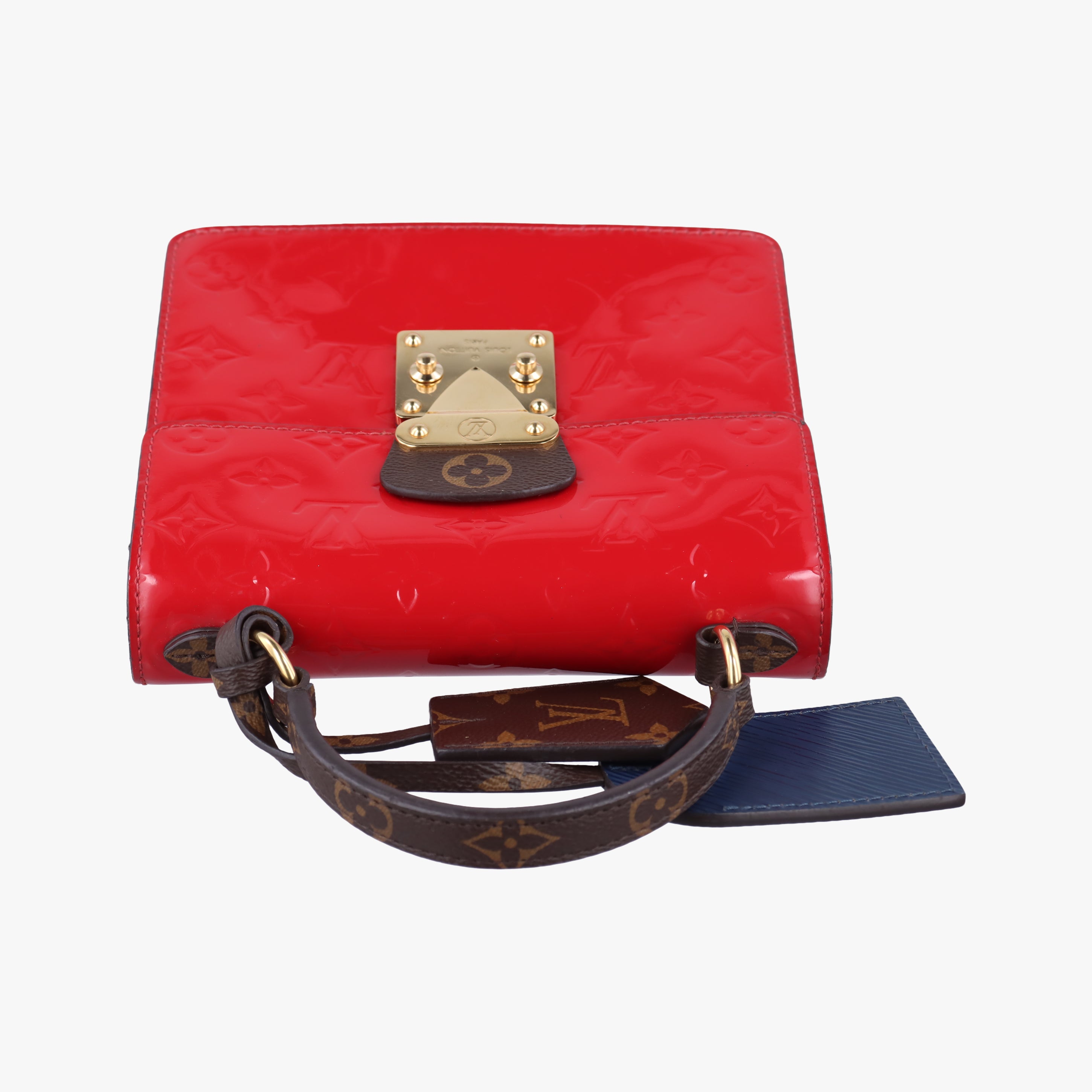 Spring street PM Scarlet Red Vernis×Leather×Monogram Canvas M90505 NZ2119スプリングストリートPM スカーレット ヴェルニ×レザー×モノグラムキャンバス M90505 NZ2119