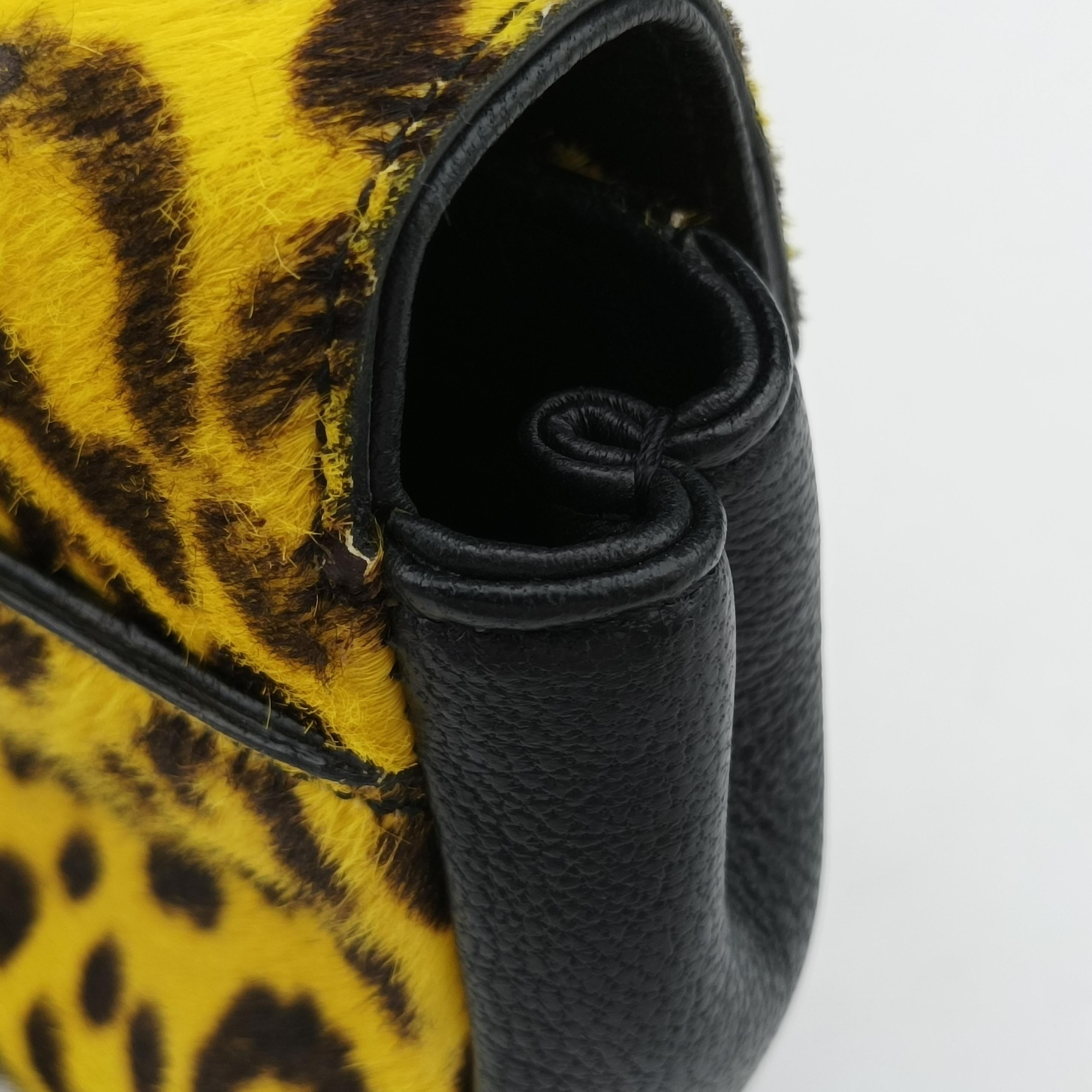 Monogram Leopard Print Baby Punk Chain Yellow x Black x Multicolor ponyhair 401648 CLD401648.0715モノグラム レオパードプリント ベビーパンクチェーン イエロー×ブラック×マルチカラー ハラコ 401648 CLD401648.0715