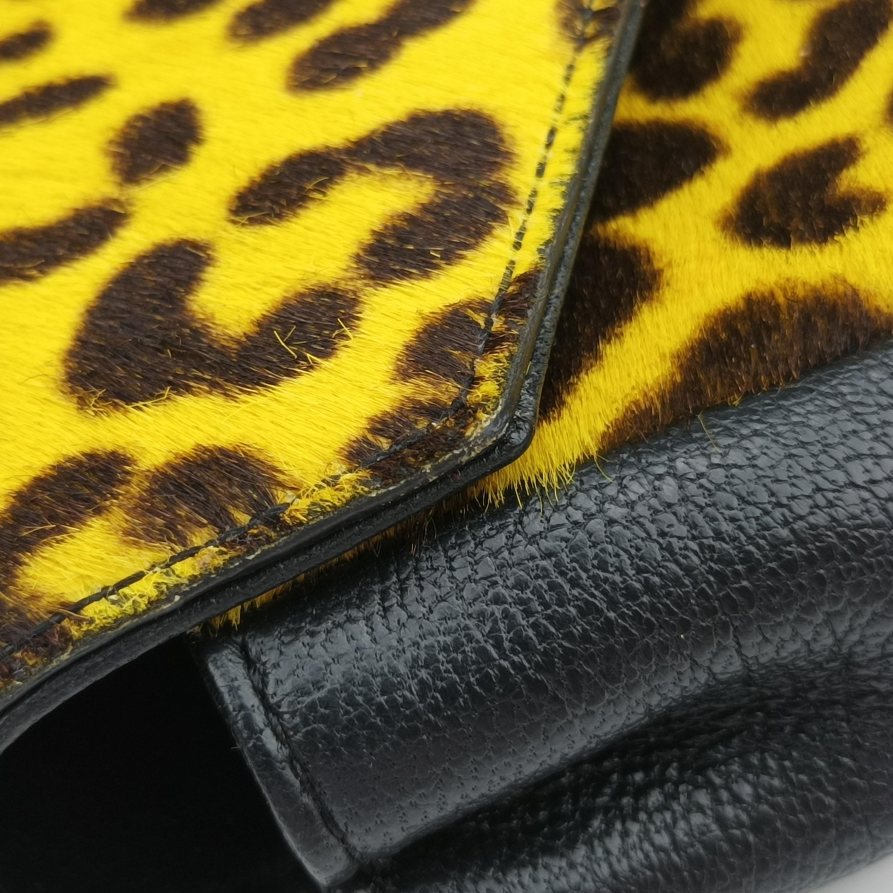 Monogram Leopard Print Baby Punk Chain Yellow x Black x Multicolor ponyhair 401648 CLD401648.0715モノグラム レオパードプリント ベビーパンクチェーン イエロー×ブラック×マルチカラー ハラコ 401648 CLD401648.0715