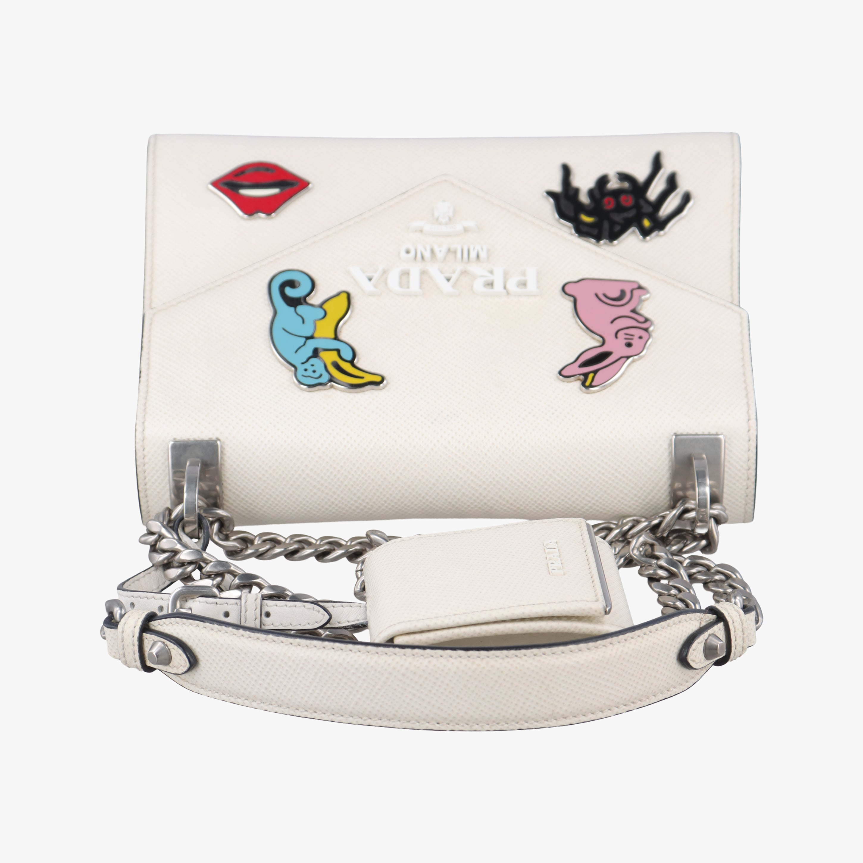 Monochrome Robot White SAFFIANO Leather 1BD127 7/Dモノクローム ロボット ホワイト サフィアーノレザー 1BD127 7/D