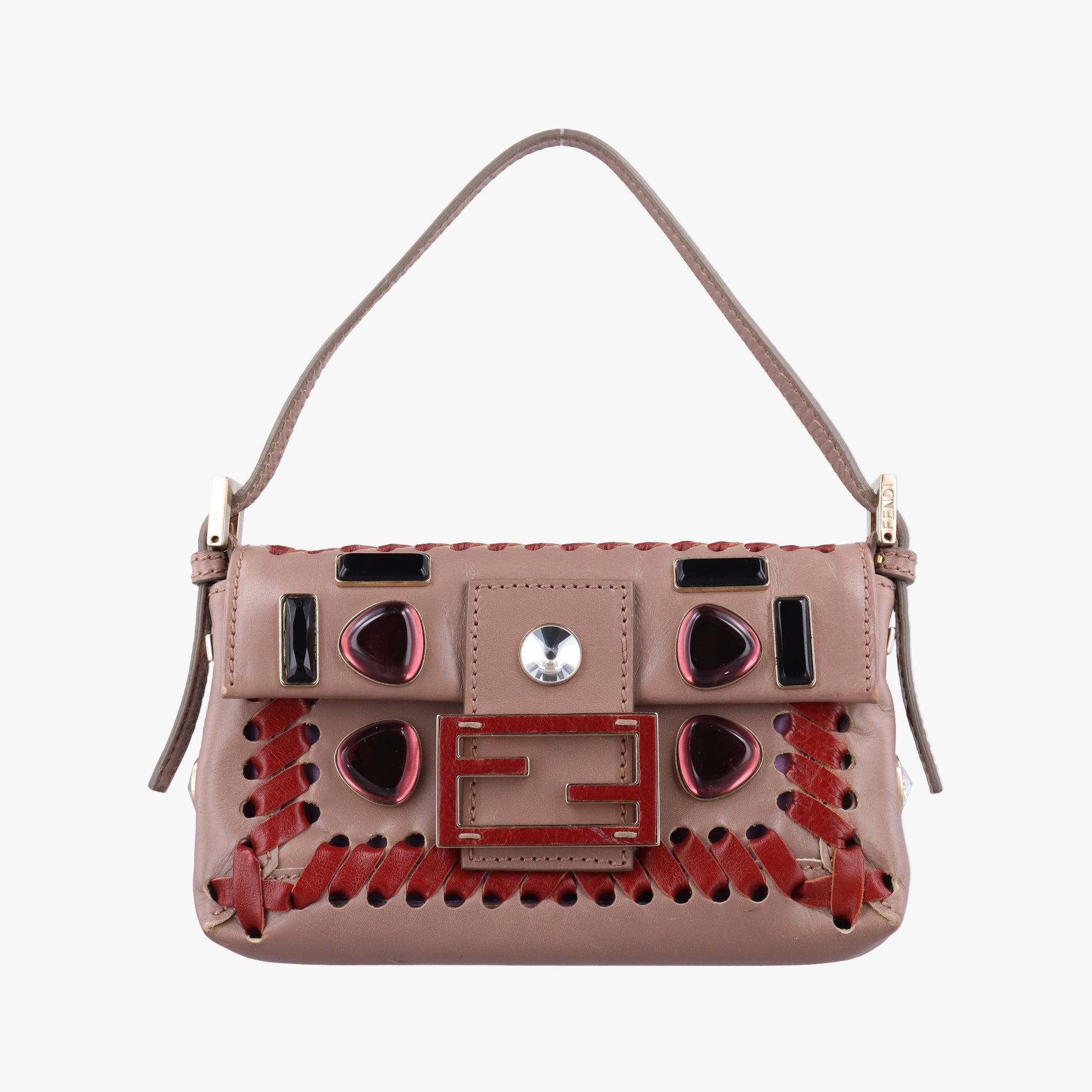 Jeweled Mini Stitch Baguette beige×Multicolour Leather 8BT135 2579-8BT135 YX8-088ジュエルドミニステッチバゲット ベージュ×マルチカラー レザー 8BT135 2579-8BT135 YX8-088