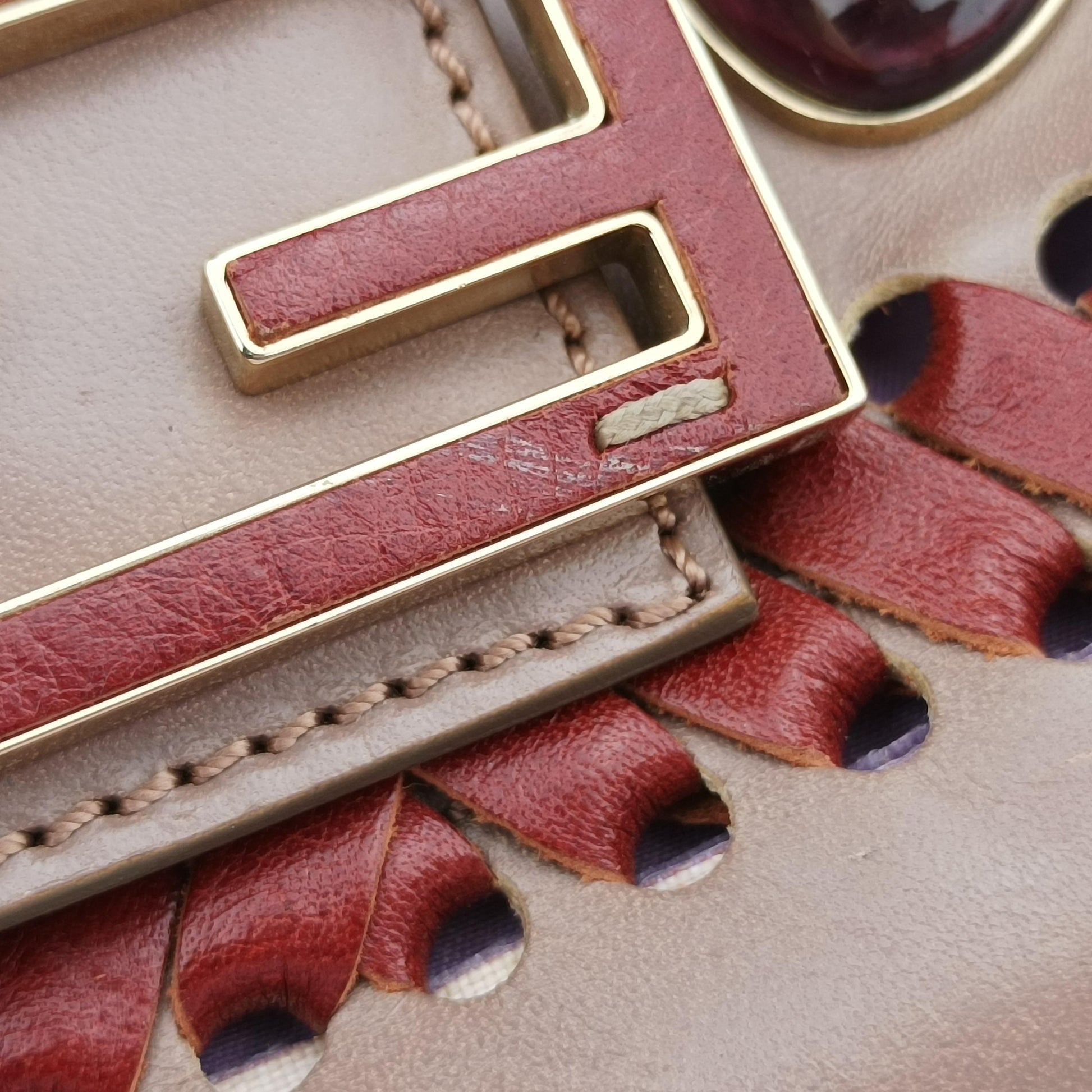 Jeweled Mini Stitch Baguette beige×Multicolour Leather 8BT135 2579-8BT135 YX8-088ジュエルドミニステッチバゲット ベージュ×マルチカラー レザー 8BT135 2579-8BT135 YX8-088