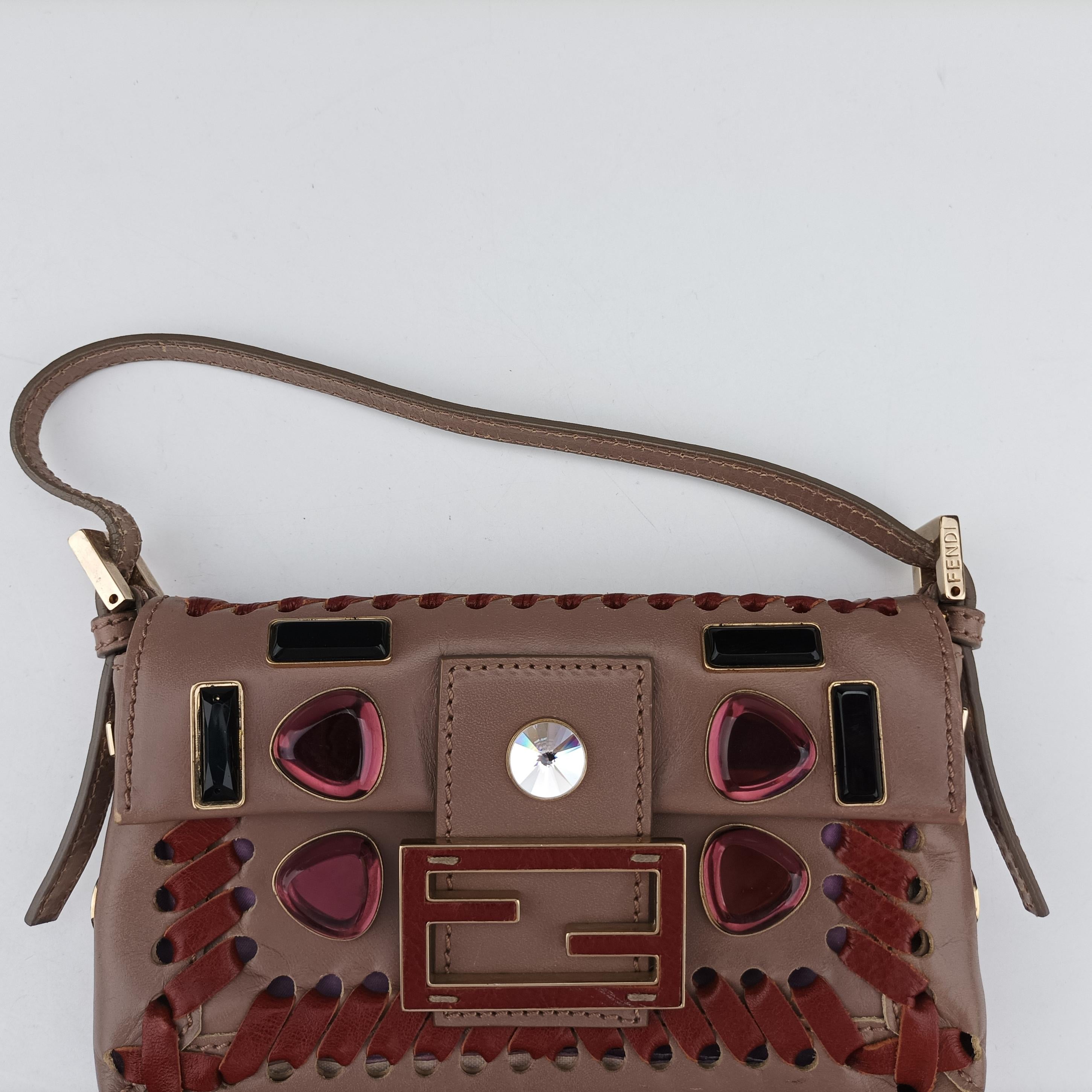 Jeweled Mini Stitch Baguette beige×Multicolour Leather 8BT135 2579-8BT135 YX8-088ジュエルドミニステッチバゲット ベージュ×マルチカラー レザー 8BT135 2579-8BT135 YX8-088