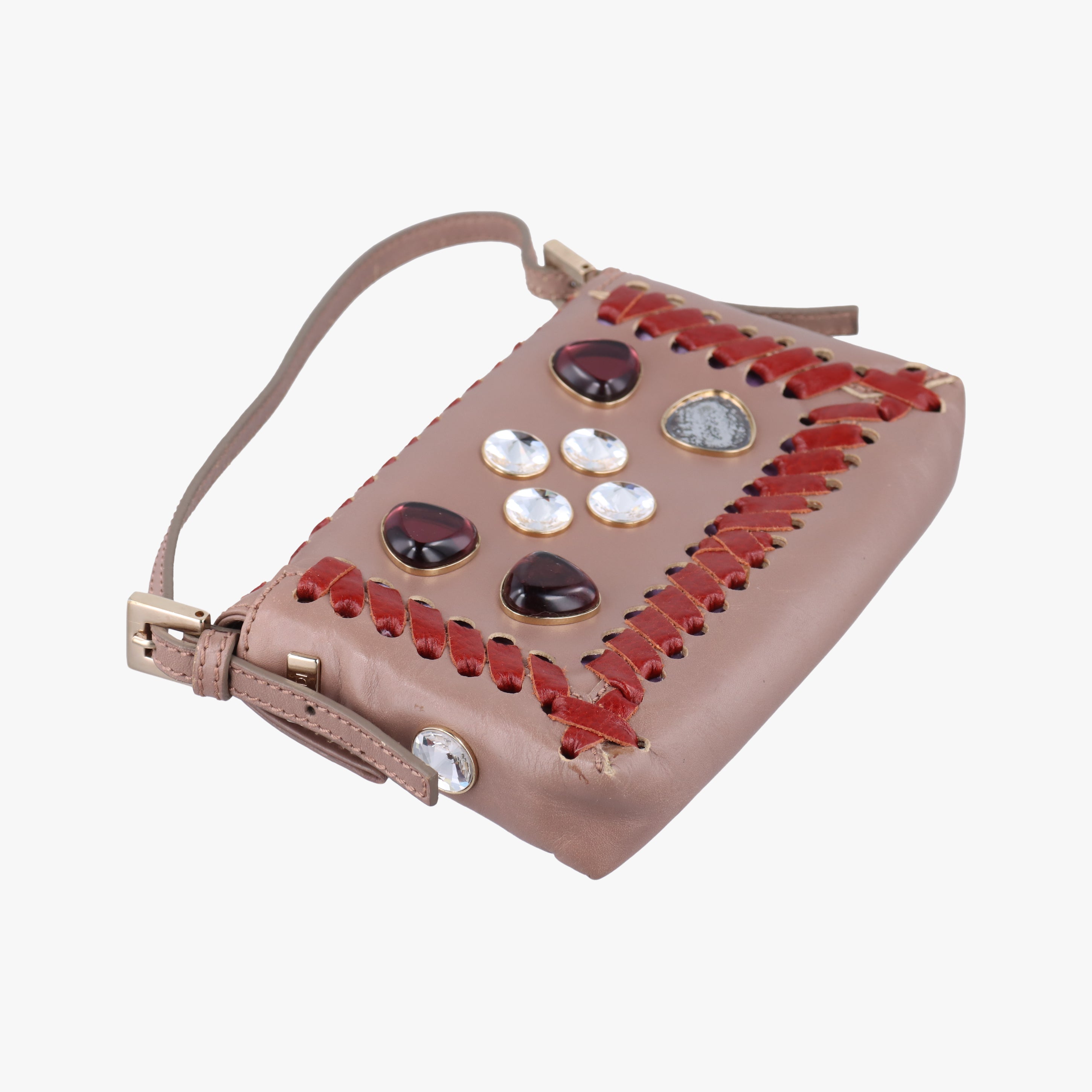 Jeweled Mini Stitch Baguette beige×Multicolour Leather 8BT135 2579-8BT135 YX8-088ジュエルドミニステッチバゲット ベージュ×マルチカラー レザー 8BT135 2579-8BT135 YX8-088