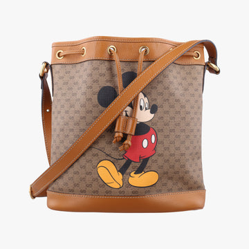 Micro GG/Small Bucket Bag Brown×Multicolour PVC coated canvas 602691 B031456558ミッキーマウス マイクロGG/スモールバケットバッグ ブラウン×マルチカラー PVCコーティングキャンバス 602691 B031456558