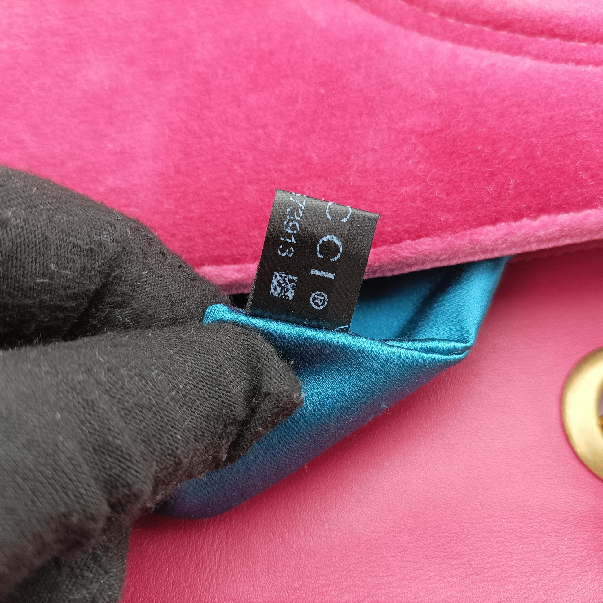 GG Marmont Rose Velour×Sequins 443497 F025673913GGマーモント ローズ レッド ベロア×スパンコール 443497 F025673913