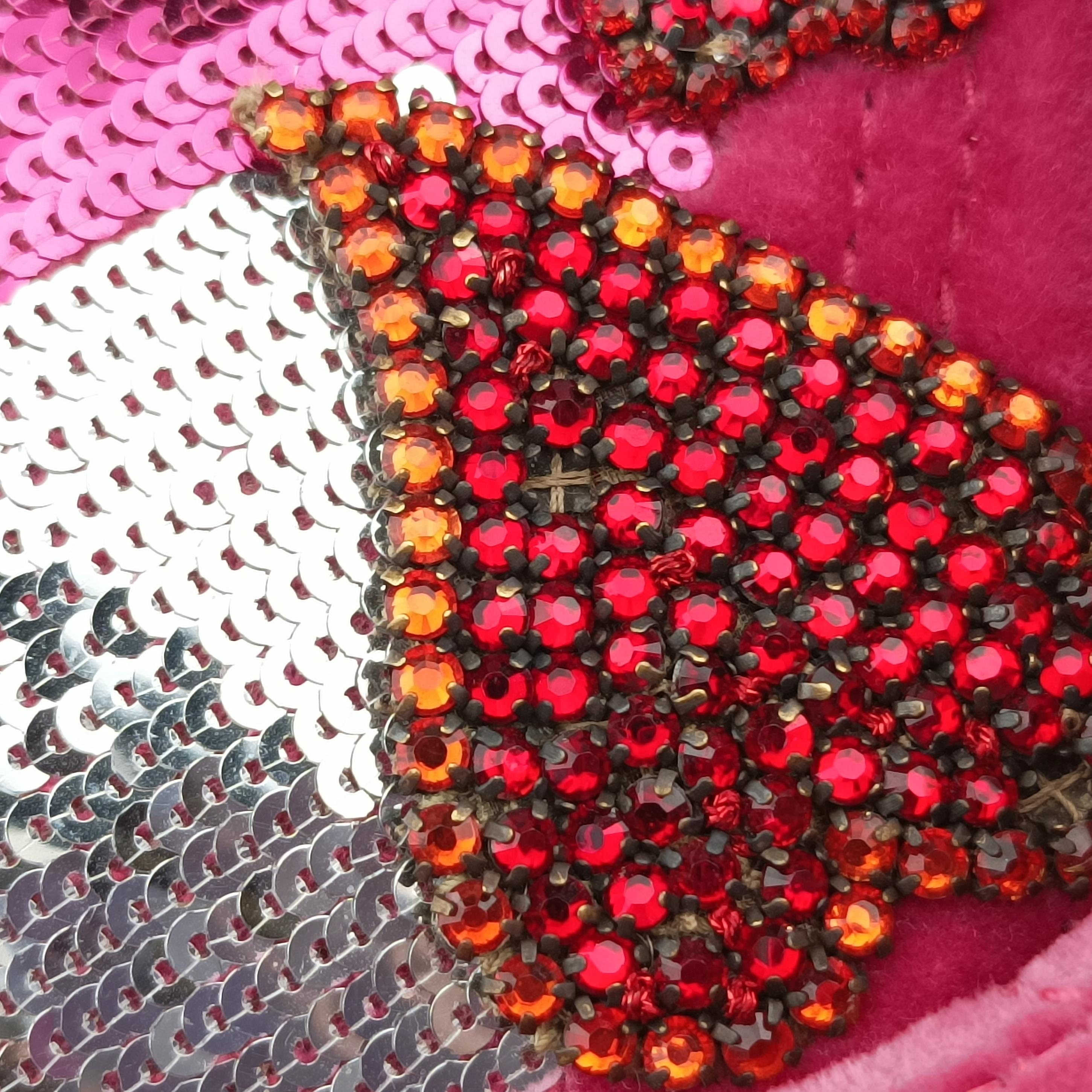 GG Marmont Rose Velour×Sequins 443497 F025673913GGマーモント ローズ レッド ベロア×スパンコール 443497 F025673913