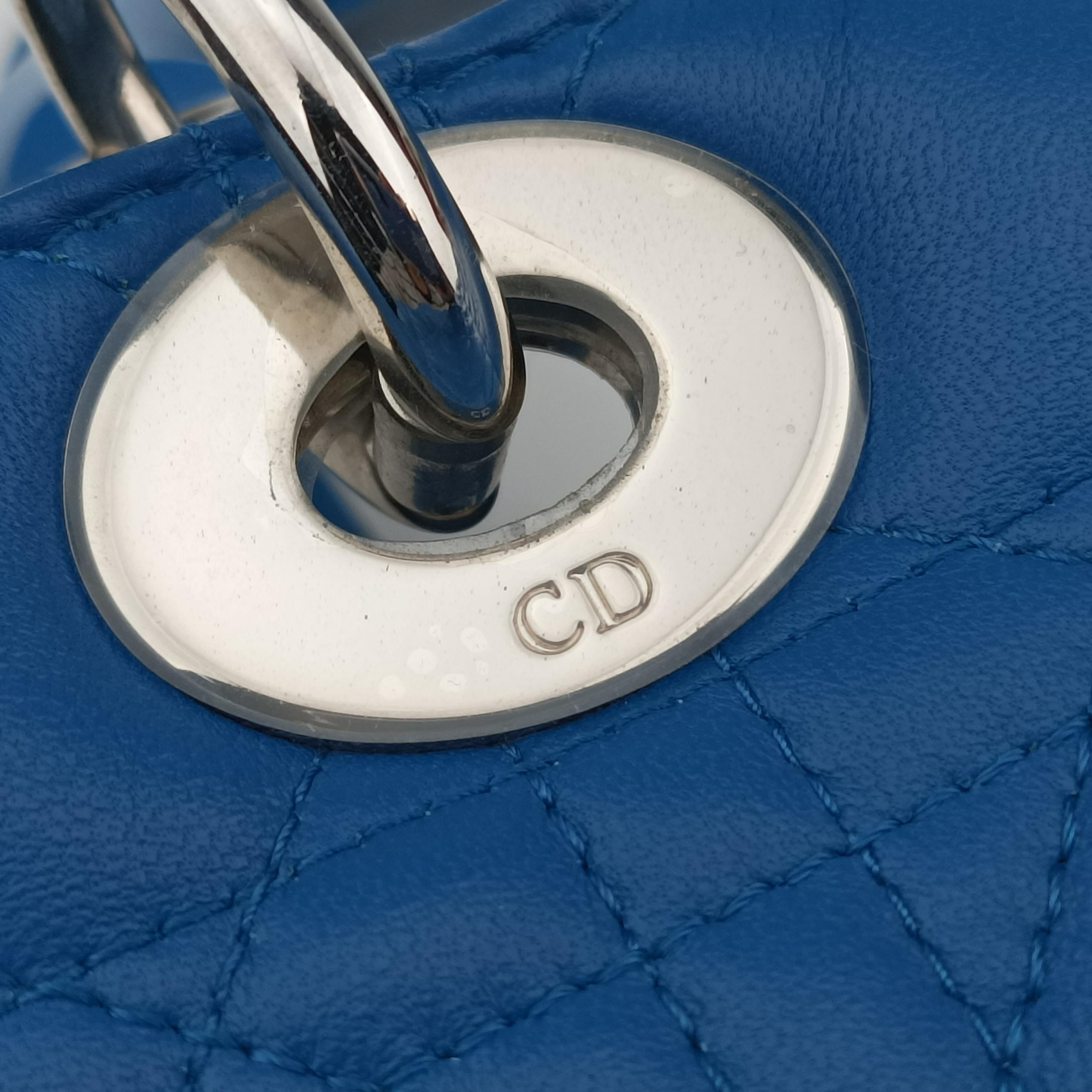 Lady Dior Blue lambskin 16-BO-0154レディディオール ブルー ラムスキン 16-BO-0154