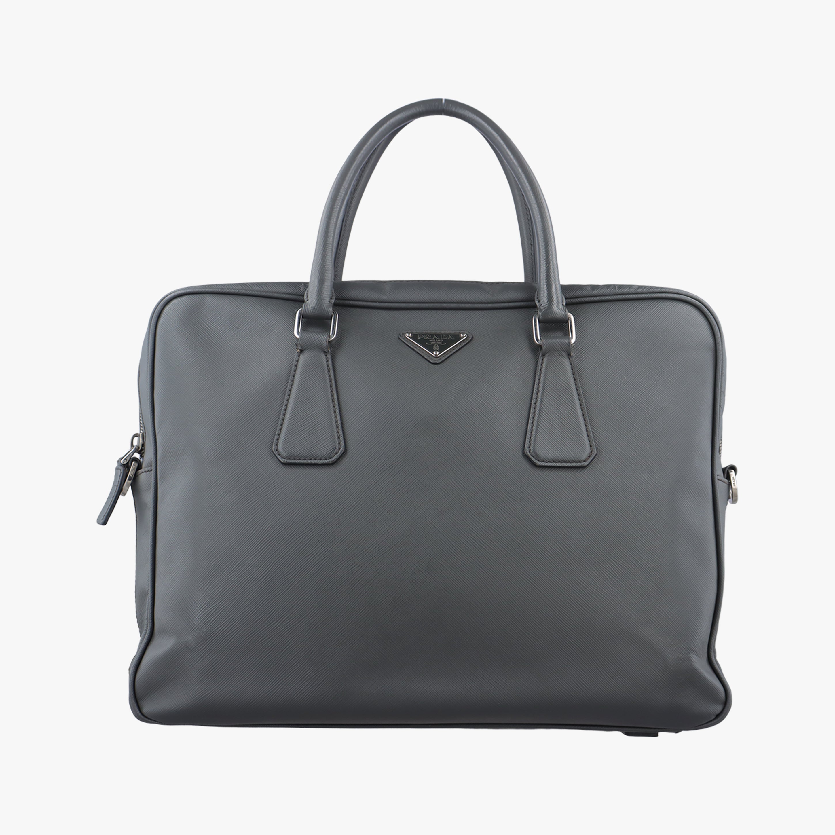 Business Briefcase Grey SAFFIANO Leather 2VE011 208ビジネス ブリーフケース グレー サフィアーノレザー 2VE011 208