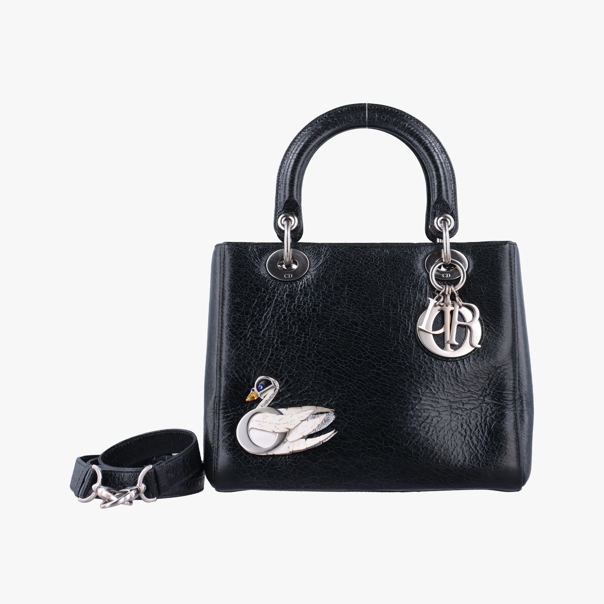 Swan Lady Dior Mini Black×White Leather 32-MA-0146スワン レディディオール ミニ ブラック×ホワイト レザー 32-MA-0146
