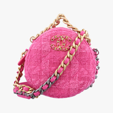 CHANEL 19 Tweed Round Coin Knit Rose Woolen AP0986 29079600シャネル 19 ツイード ラウンド コイン ニット ローズ レッド ウール AP0986 29079600