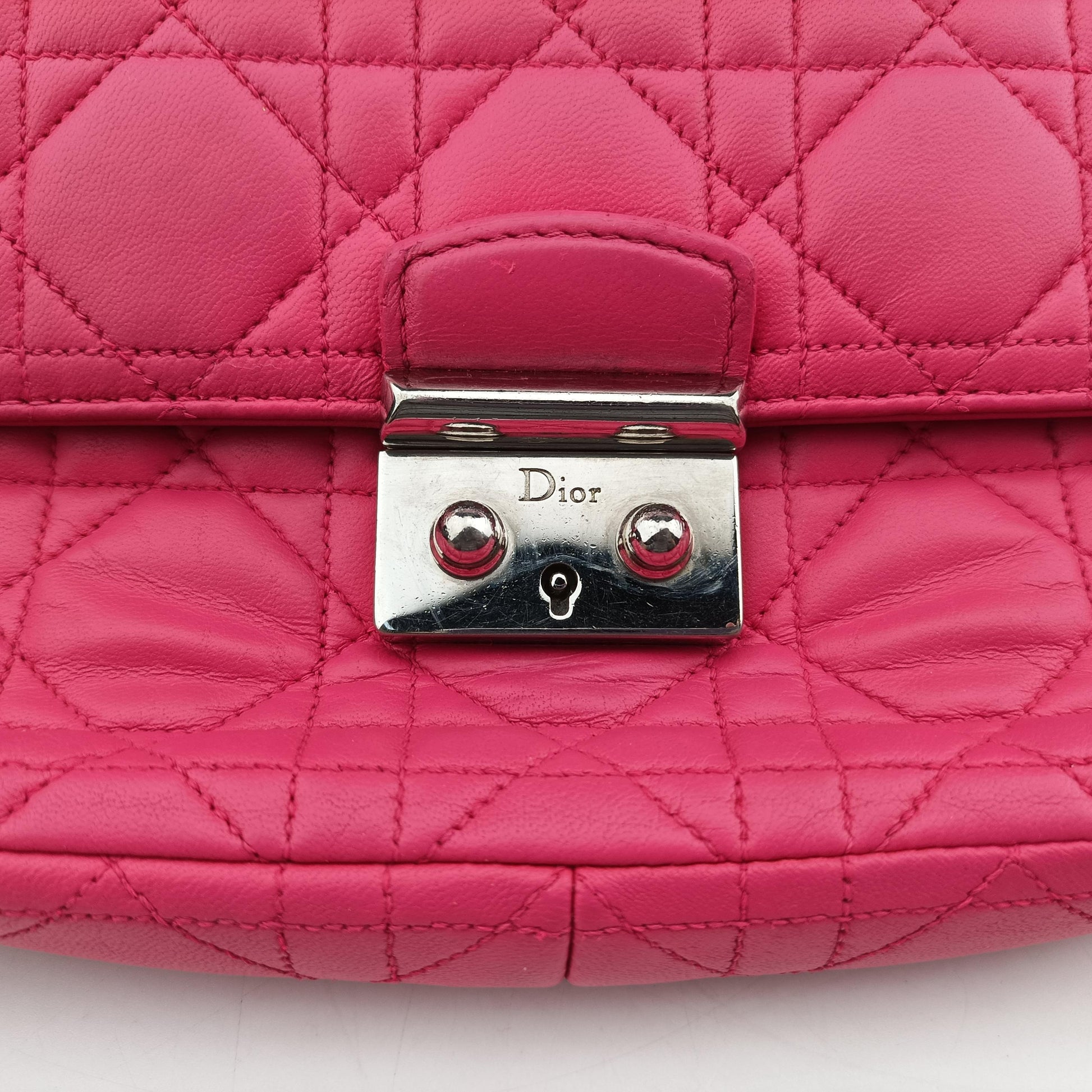 Miss Dior CANNAGE New Lock Pink lambskin 12-MA-0144ミス ディオール カナージュ ニューロック ピンク ラムスキン 12-MA-0144