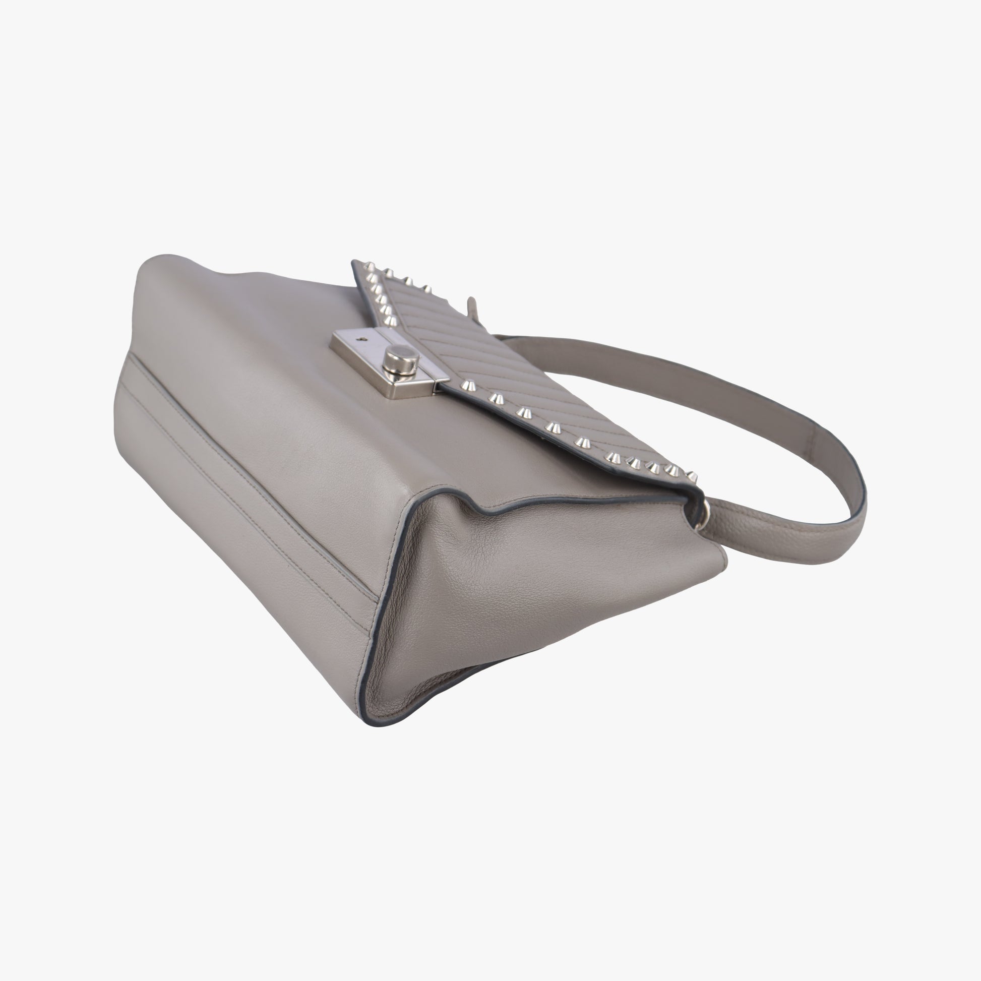 Argilla Glace Studded Top Handle Grey Leather 203アルジラグラッセカルフレザースタッドトップハンドル グレー レザー 203